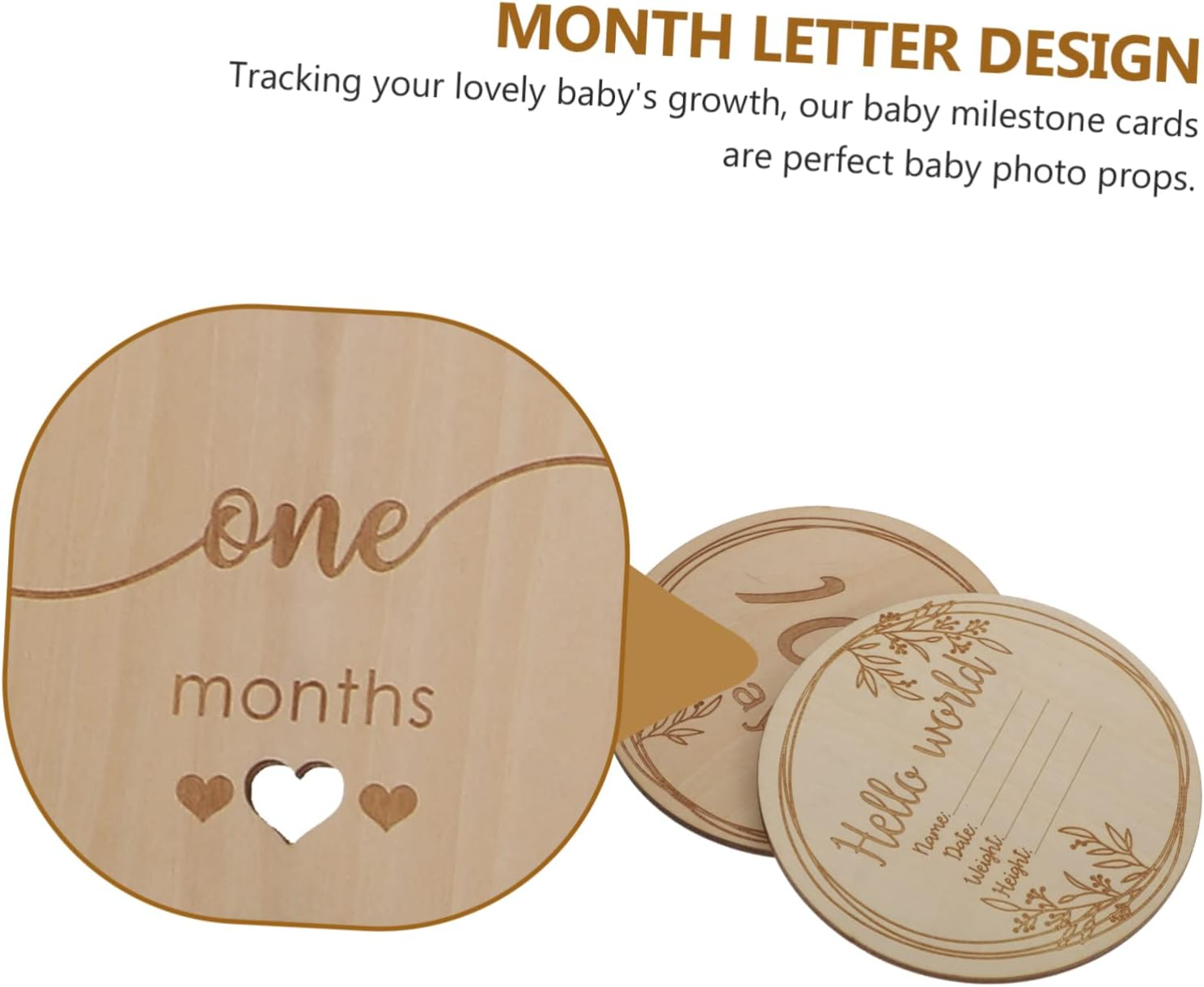 1Set Cards Wooden Monthly Growth Announcements for Photo Props to Track Newborn Development and Capture Cherished Memories image number 5