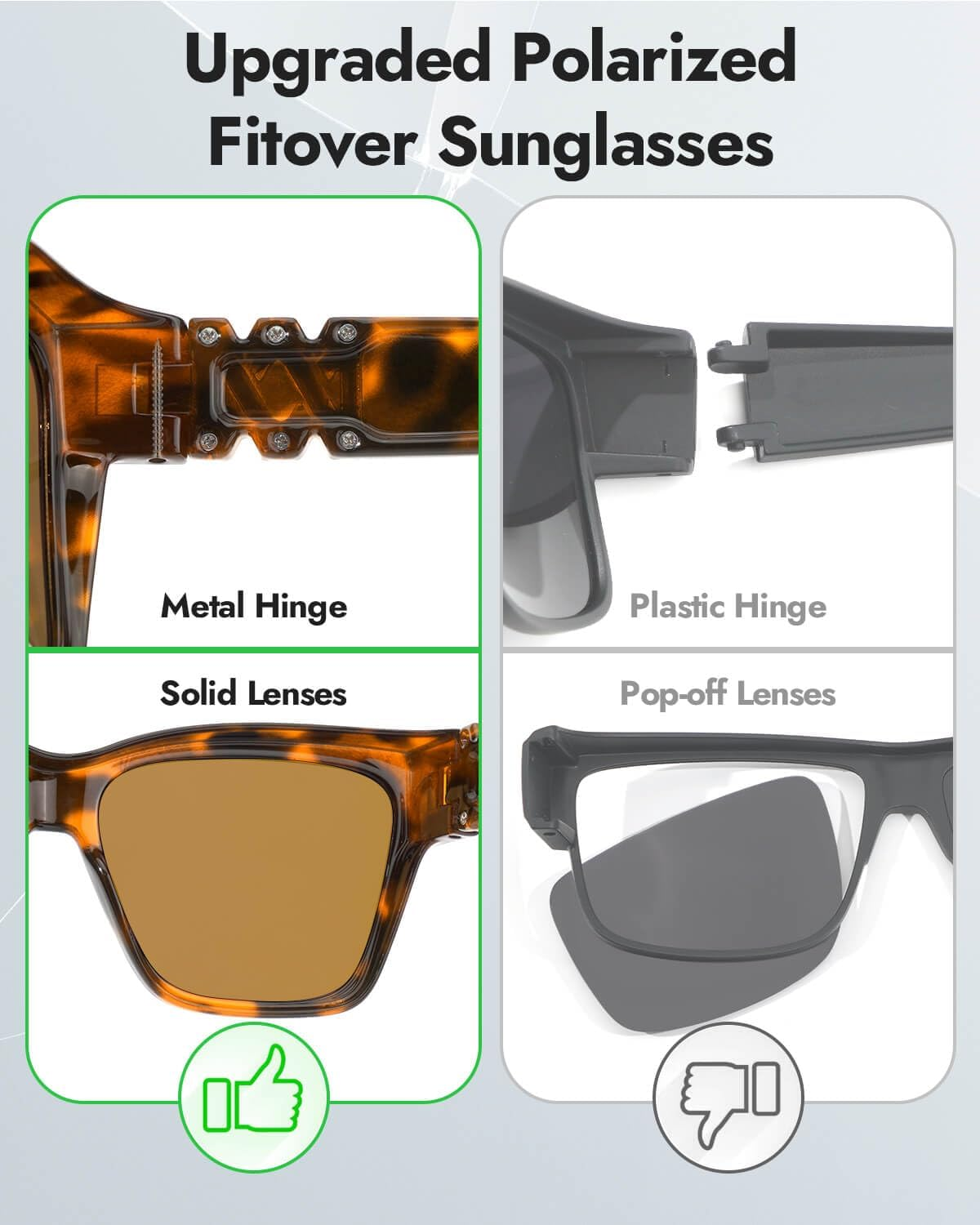 Meeloog over Glasses Sunglasses for Women Polarized Stylish Cateye Shades Go over Glass Women for Driving Large MST0065, Tortoise Frame Brown Lens image number 1