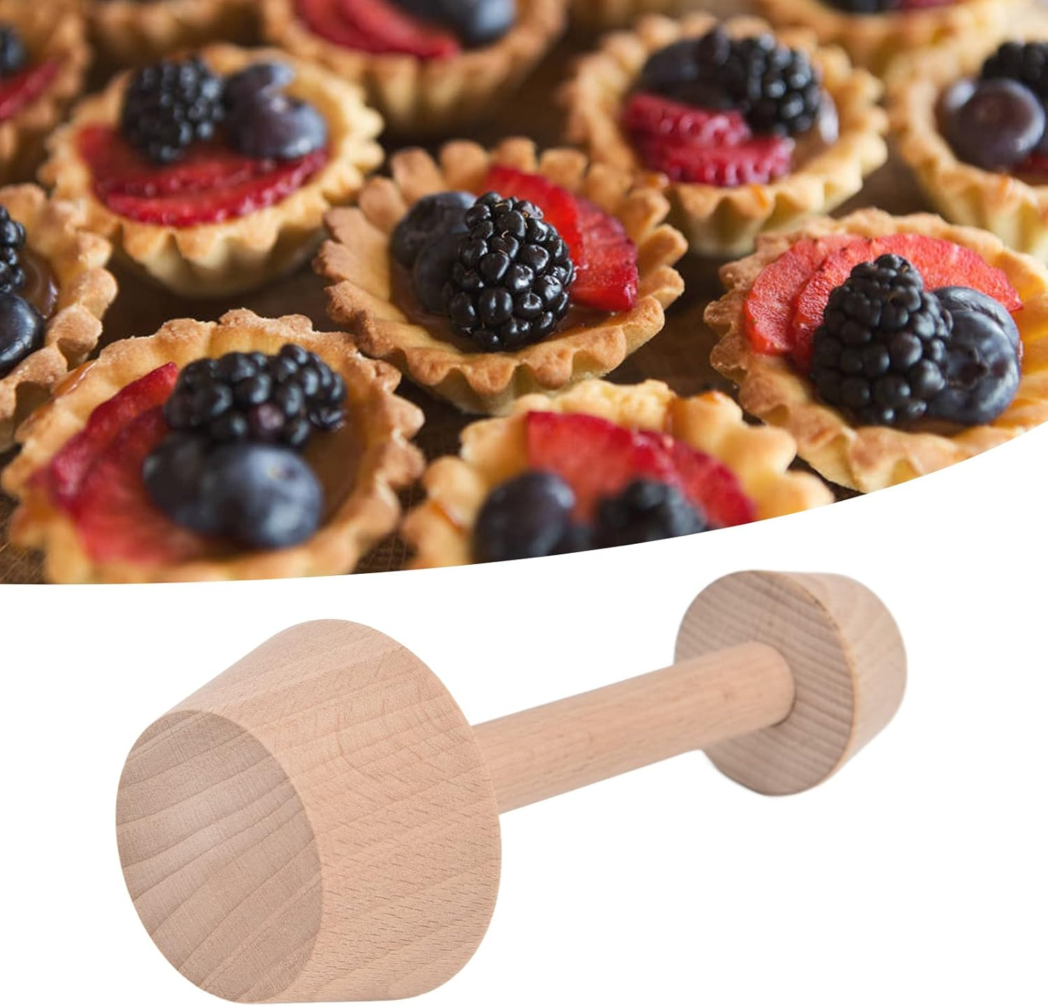 Wooden Tart Tamper Set, Dual Sided Pastry Dough Tart Tamper, Egg Tart Pan Molds DIY Cake Pastry Baking Tool, Pastry Dough Tamper Kit Presser for Mini Egg Tart, Cheesecakes