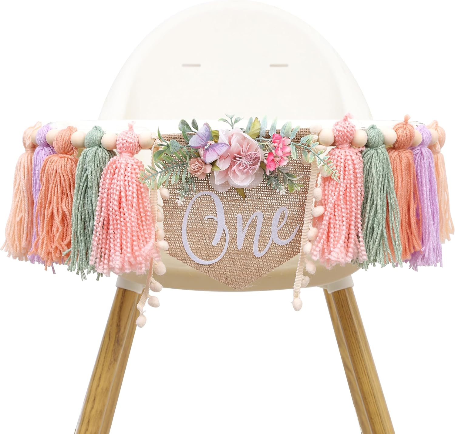 Wildflower 1St Birthday High Chair Banner - Bohemian Birthday Party Decoration, Flower Theme Party Tassel, Flower High Chair Wreath, Daisy Cake Crush Background image number 6