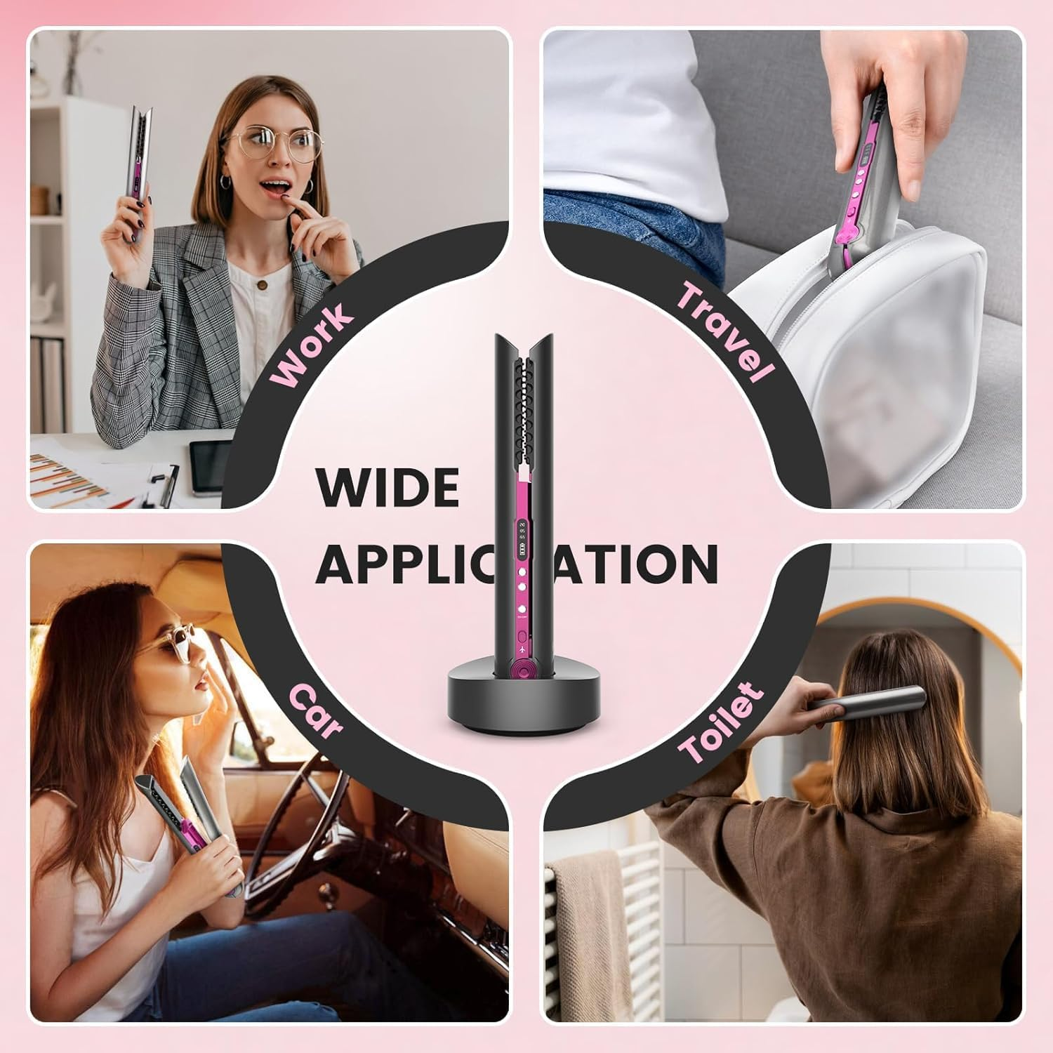 Cordless Mini Hair Straightener and Curler for on the Go, 80 Min Work Period, AU Profesional Mini Flat Iron Portable Travel Size,Rechargeable with Charging Dock for Thin Straight Fine Hair image number 1