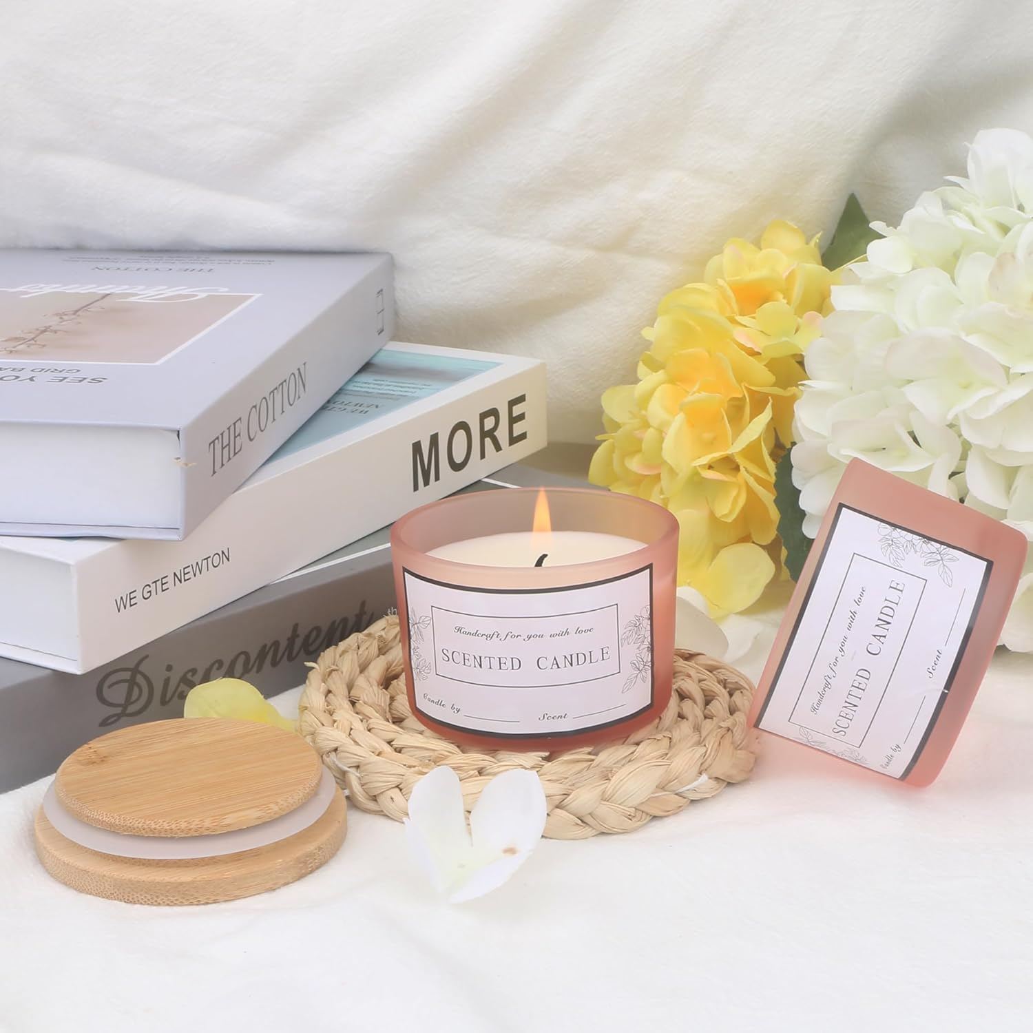 MILIVIXAY 20 Pack 4 OZ Matte Pink Glass Candle Jars with Lids and Candle Making Kits - Bulk Wide Mouth Small Empty Candle Jars for Making Candles - Spice, Powder Containers. image number 4