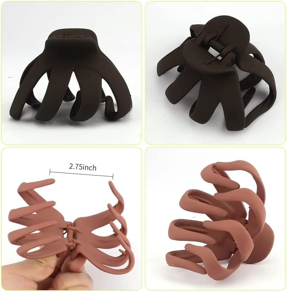 Large Octopus Clip Non-Slip Big Spider Hair Claws,5 Pcs Octopus Hair Clips Matte Hair Claws Hair Clips,Double Row Teeth Hair Clips Small Claw Clips image number 1