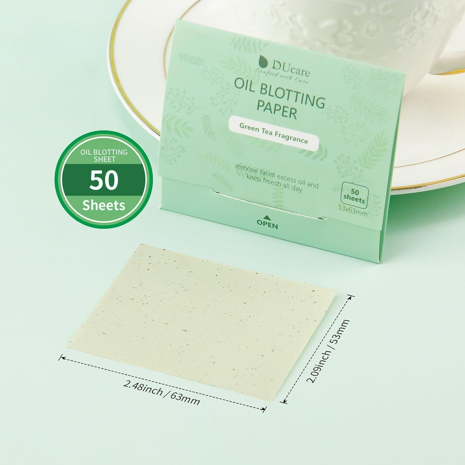 Oil Blotting Sheets for Face Refills Only,Ducare 200 Sheets Green Tea Blotting Paper for Oily Skin image number 1