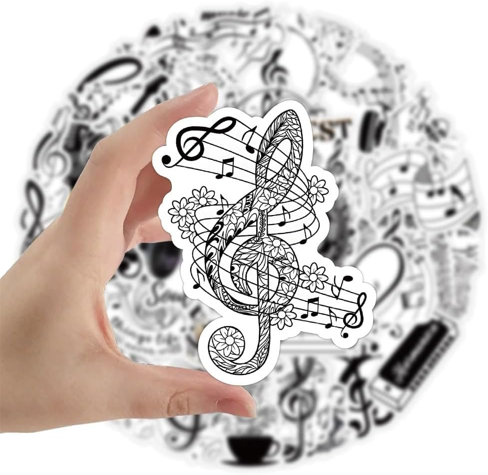 Music Graffiti Stickers 50 PCS for Laptop Guitar Luggage Notebook Water Bottles Scrapbook Journal Phone Skateboard Computer Helmet,Musical Note Aesthetic Decals for Girls Teens Adult
