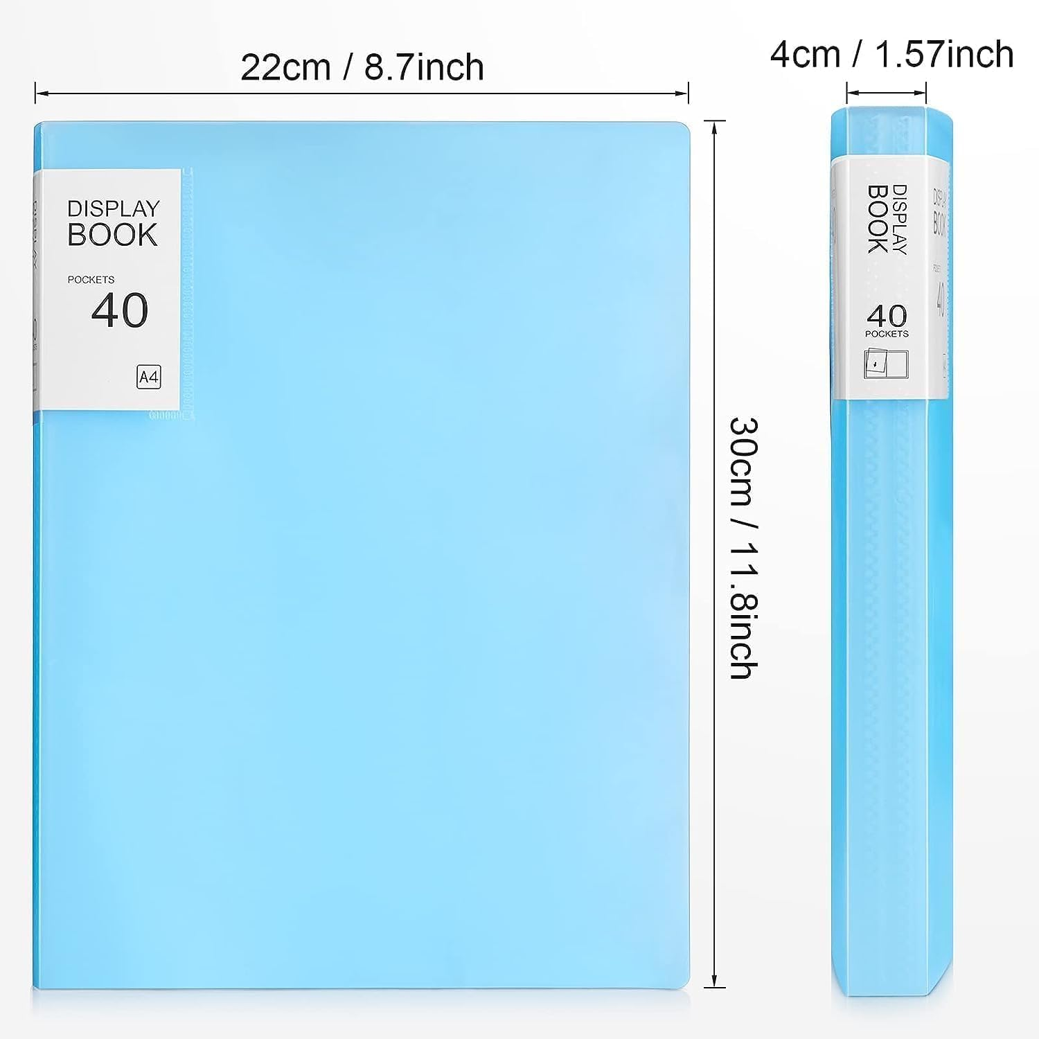 4 Pcs 40 Pockets Presentation Display Book Folder with Clear Sheet Protectors, 4 Colors A4 Waterproof Folder Binder Display 80 Pages Bound Sheet Protector for Document, Sheet Music, Photo, Certificate image number 3