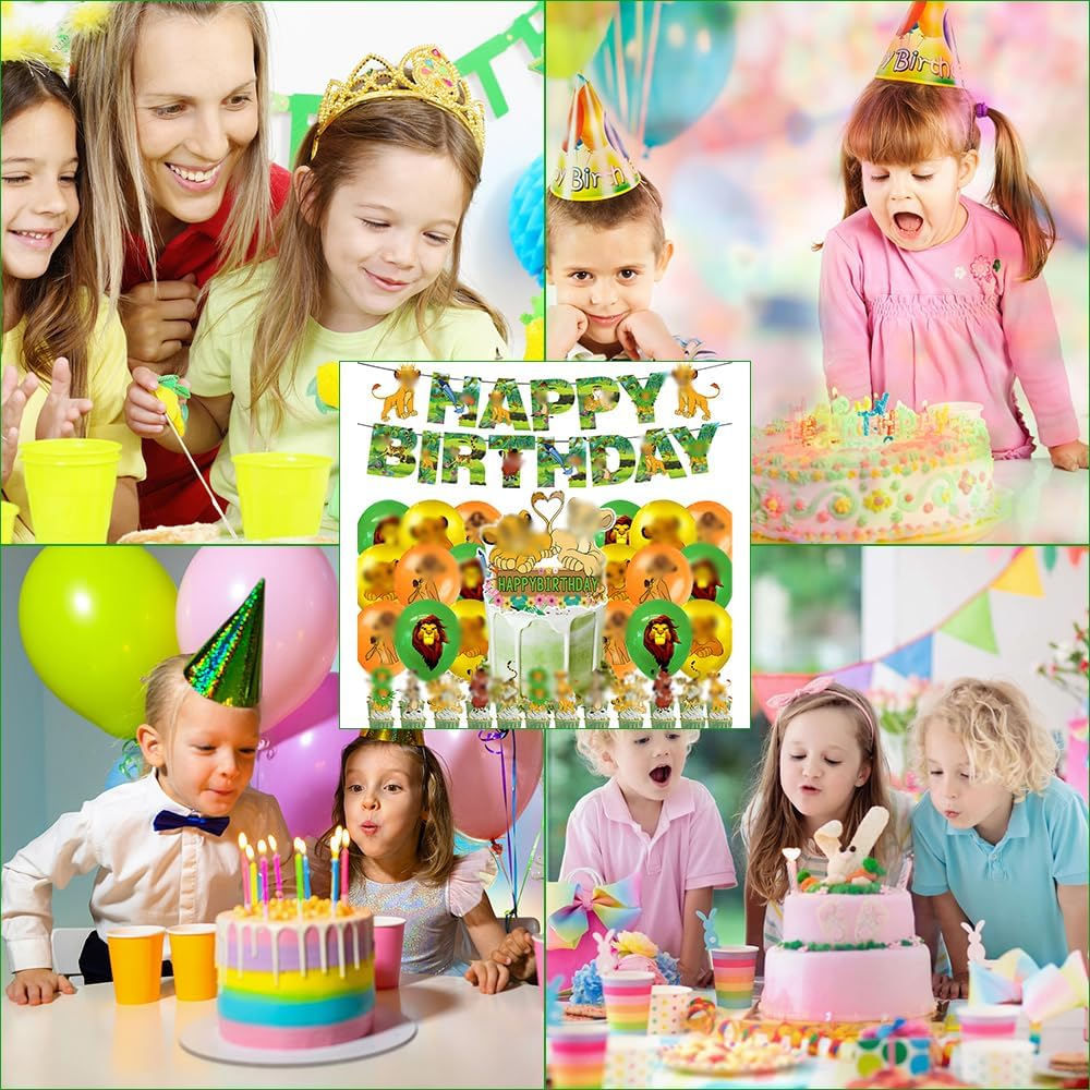 44PCS Lion Party Balloons Decorations Set,Lion Birthday Party Supplies,King Banner,Kids Animals Party Decorations Lion Theme Cake Toppers for Baby Shower, Kids Birthday Party image number 5