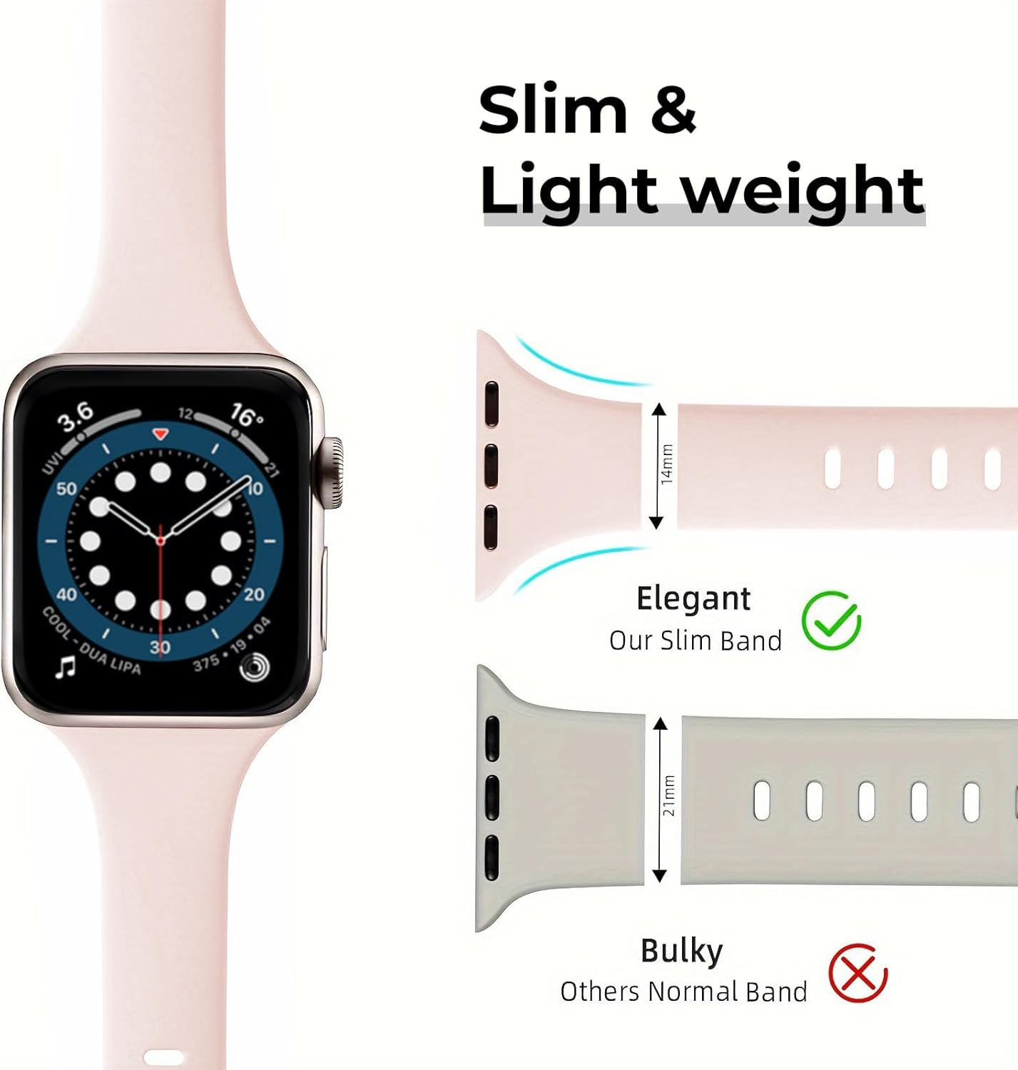 6 Pack Slim Bands Compatible with Apple Watch Band 49Mm 46Mm 45Mm 44Mm 42Mm 41Mm 40Mm 38Mm for Women,Soft Silicone Sport Strap for Iwatch Ultra 3/2/1 SE3/2/1 Series 11 10 9 8 7 6 5 4 3 2 1 image number 4