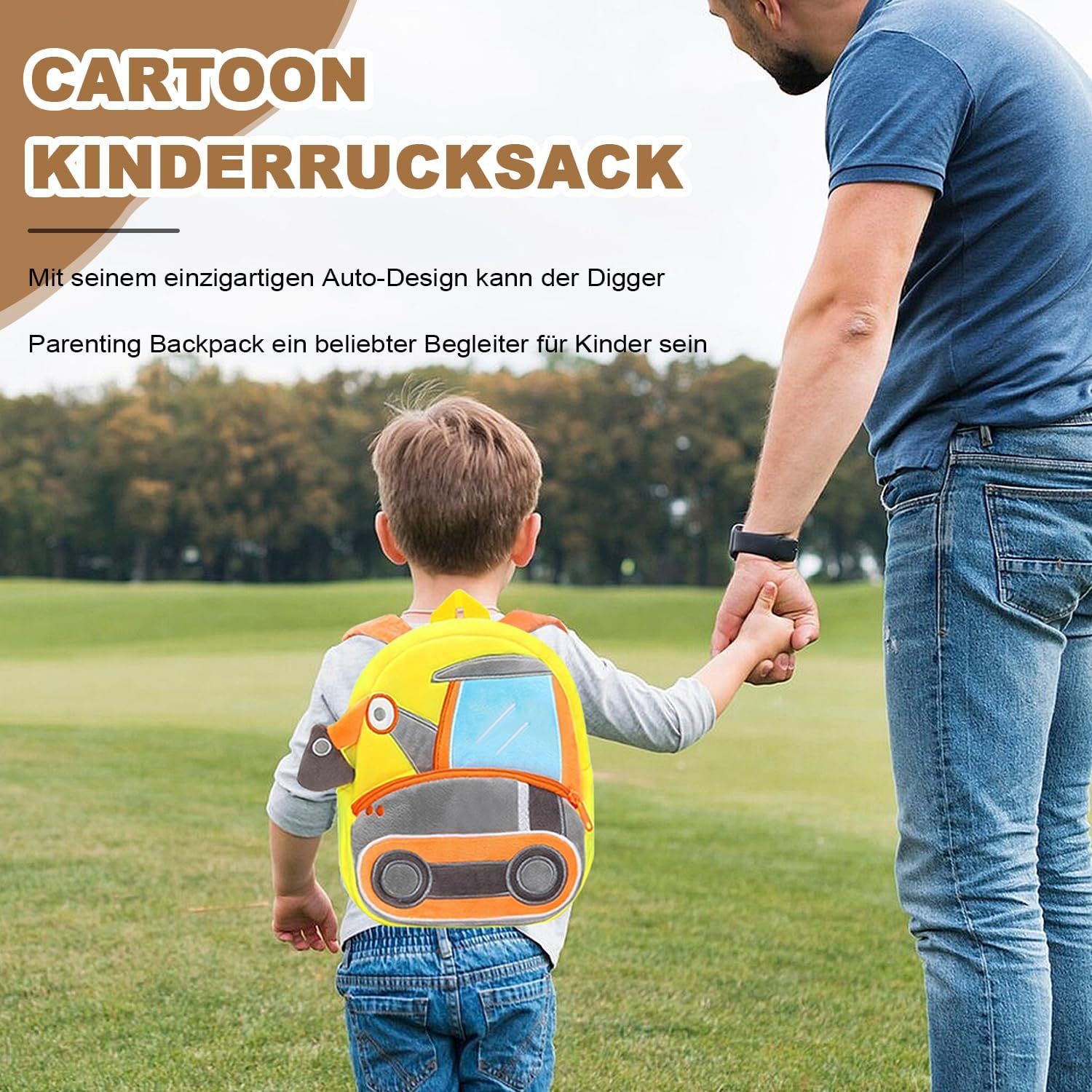 KOMUNJ Toddler Backpack, Digger Backpack, Nursery Backpack, Cartoon Children'S Backpack, Animal Cartoon Mini Bag, Plush Children'S Backpack, for Baby 1-5 Years, Multicoloured, One Size image number 2