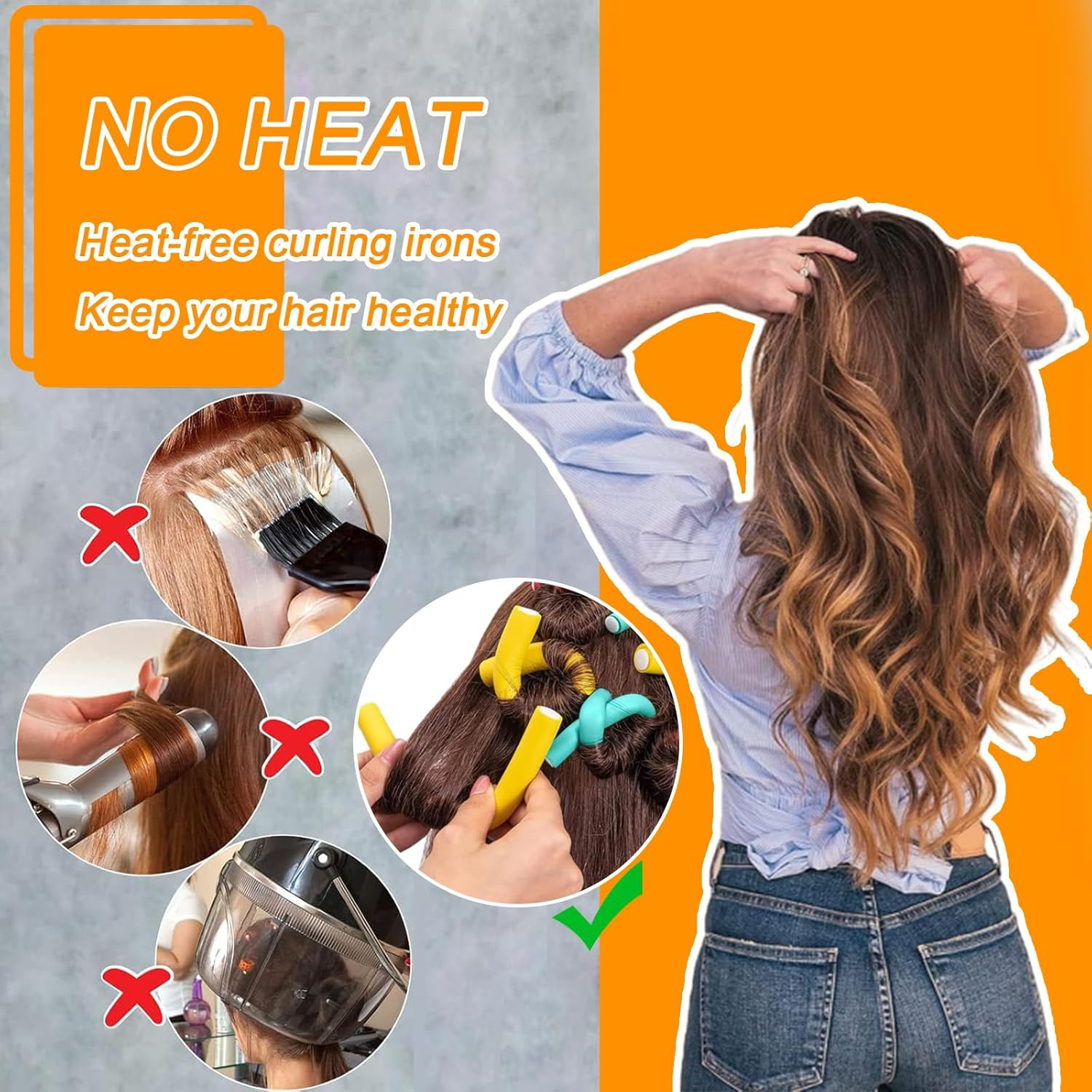 42 Pcs Heatless Curling Irons,Heatless Sleeping Curlers,7 Inch Flexi Soft Foam Heatless Curling Irons,Heatless Curling Barrels for Short and Long Hair - Easy to Use and Won'T Damage Hair image number 4