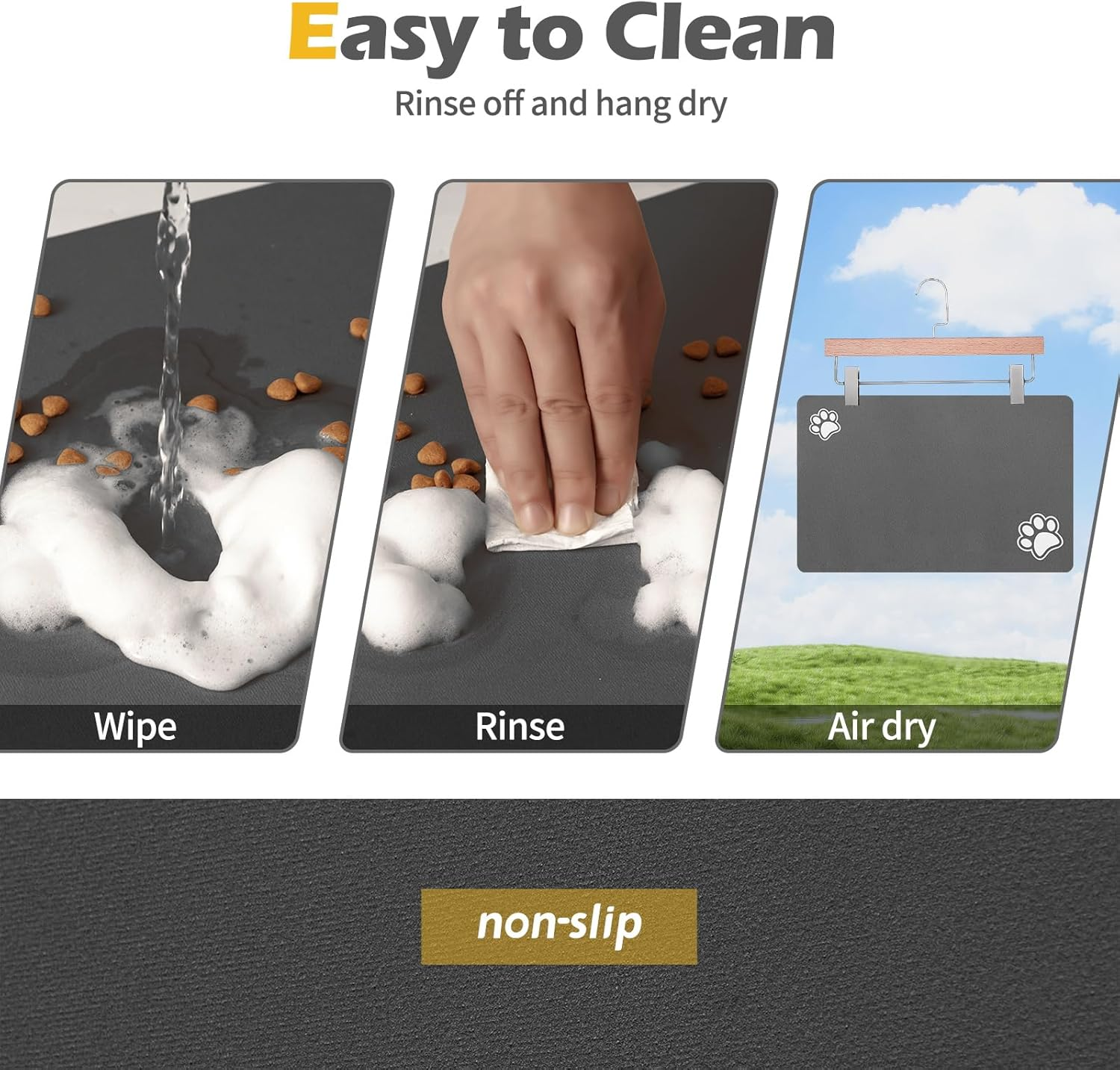 Pet Feeding Mat-Absorbent Dog Mat for Food and Water Bowl-Accessories Pet Supplies-Bowl for Messy Drinkers-No Stains Quick Dry Dog Water Dispenser Mat (16"X24", Dark Grey) image number 1