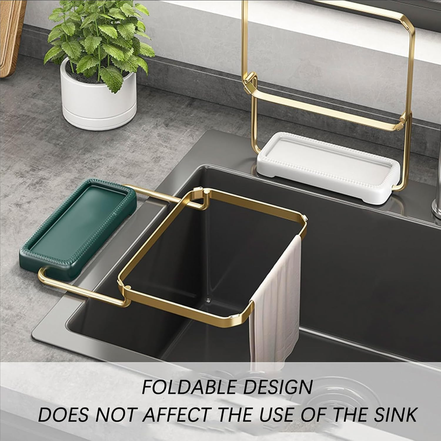 Rotatable Kitchen Sink Strainer with 100 Pcs Filter Mesh Bags,Waste Rack Sink, Food Catcher Filter Holder for Sink (Green) image number 1