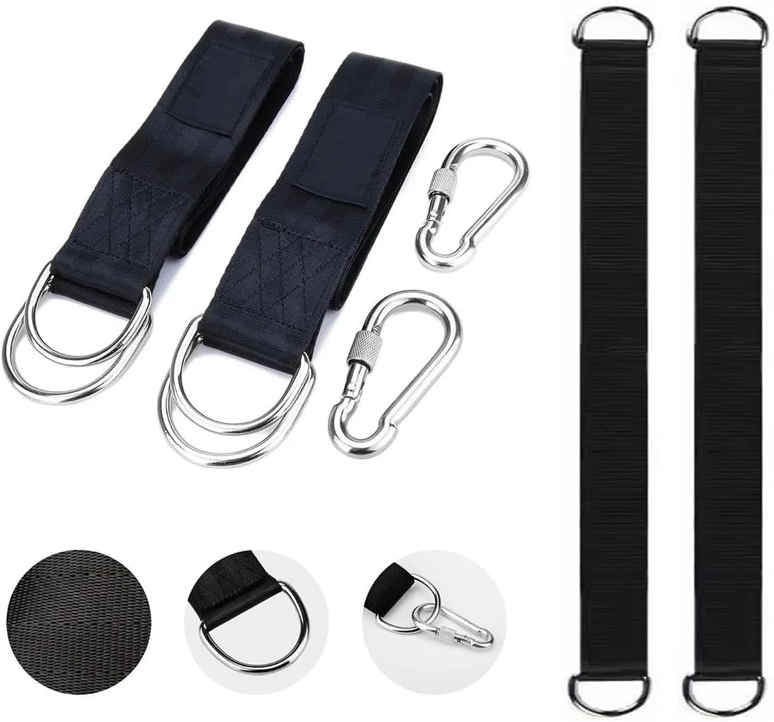 2 Pack Tree Swing Straps Hanging Kit 50Cm 400Lbs Heavy Duty Belt with Safer Lock Snap Hook Clip Carabiner Connector for Hammock Punching Bag Swings Chair Seat Gym Bar Handle Cable Outdoor image number 3