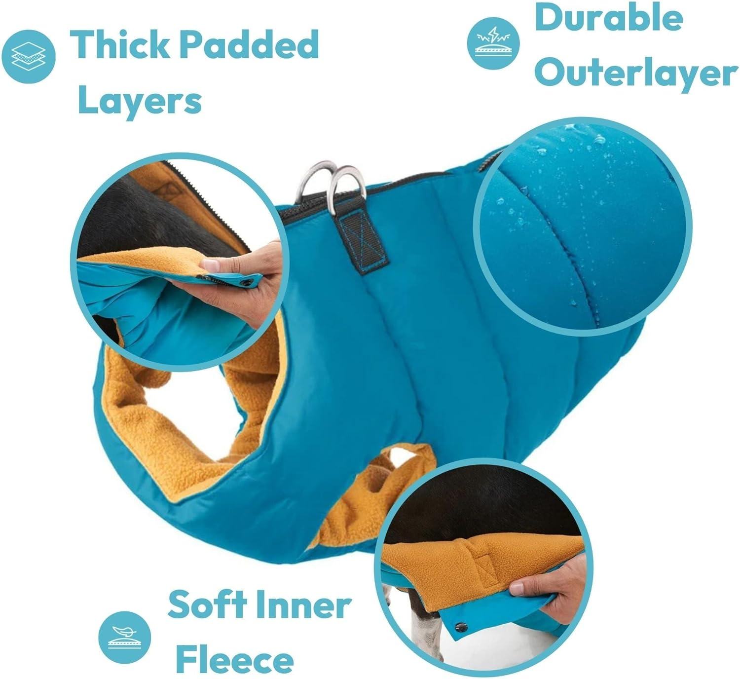 Gooby Padded Vest Dog Jacket - Solid Purple, X-Large - Warm Zip up Dog Vest Fleece Jacket with Dual D Ring Leash - Water Resistant Small Dog Sweater - Dog Clothes for Small Dogs and Medium Dogs image number 3