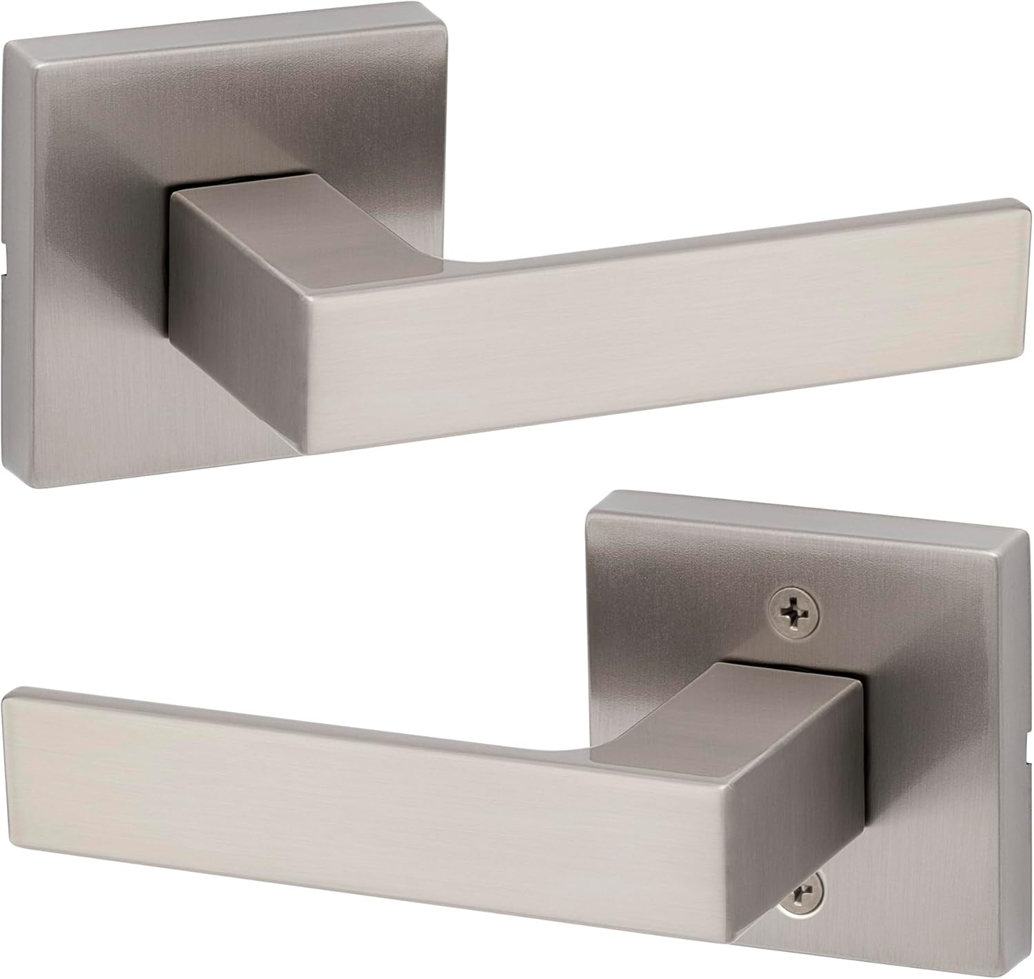 Kwikset Singapore Entry Door Handle with Lock and Key, Secure Keyed Reversible Lever Exterior, for Front Entrance and Bedrooms, Satin Nickel, Pick Resistant Smartkey Rekey Security and Microban