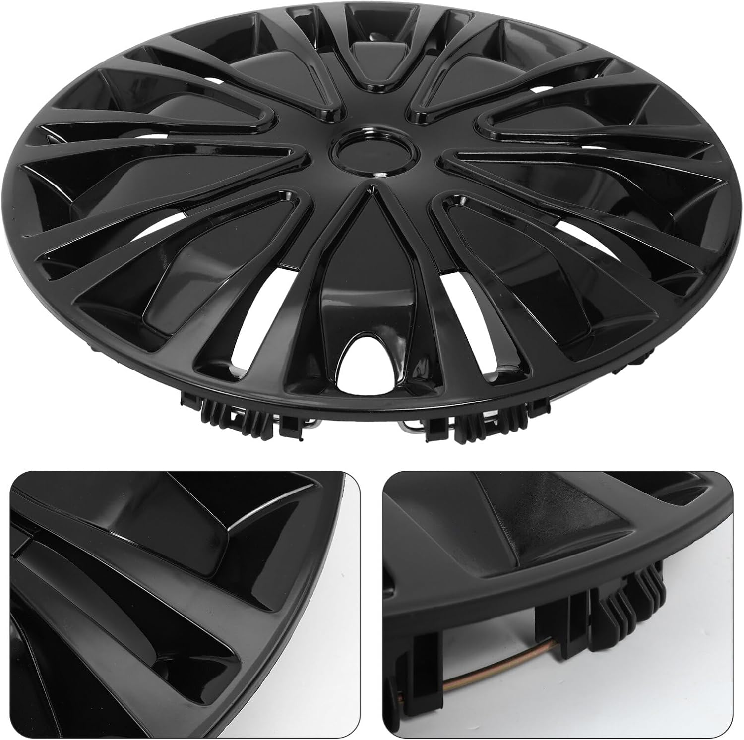 JECOMPRIS 14 Inch Hubcap Wheel Cover Universal Replacement Hub Cap Automotive Wheel Hub Cap Decorative Car Accessories Black - Red image number 6