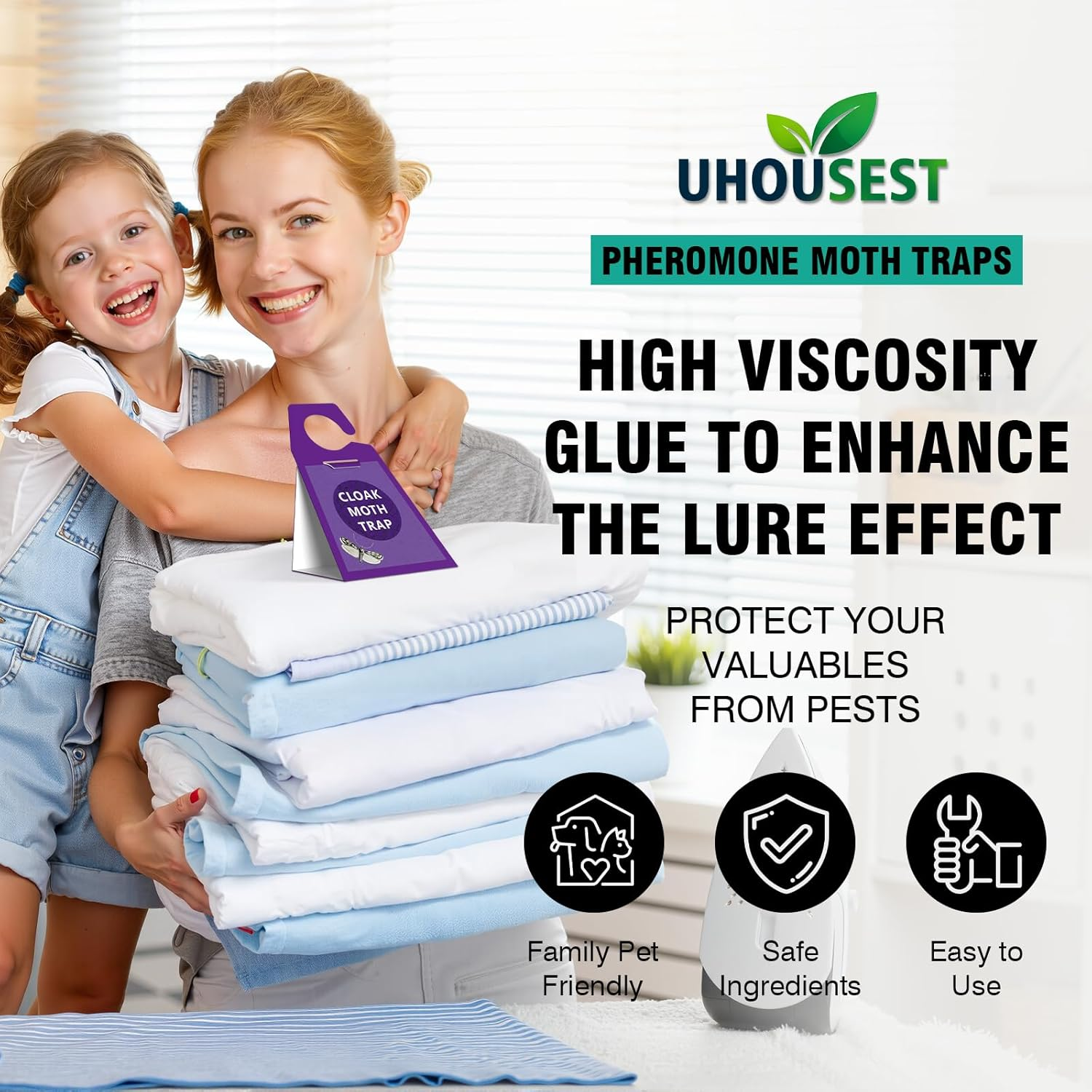 Moth Traps, Clothes Moth Killer with Sticky Glue Pheromone, No Toxic Odorless Organic Meal Moths Trap,Sticky Trap Based Repellent for Closets Carpet Kitchen Garden Barn,6 Packs image number 6