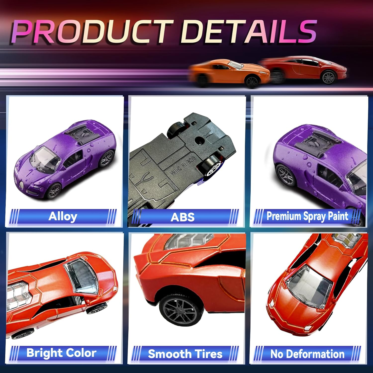 Color Change Pull Back Car Toy - 6Pcs Alloy Vehicle Toys,Magical Transformation in Warm Water,Bathtub Water Table Toy for Easter Fillers,Goodie Bags Fillers,Themed Party,Carnival Prize for Kids 3+ image number 1