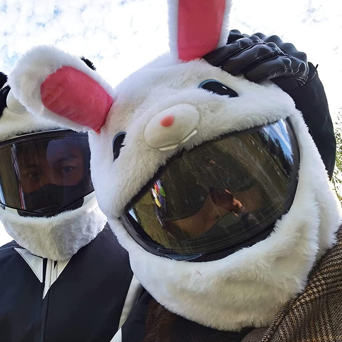 Helmet Plush Cover, Motorcycle Helmet Cover Furry Motorbike Helmet Covers Fluffy Helmet Cover Protection Cover for Universal Plush Animal Helmet Covers Christmas image number 4