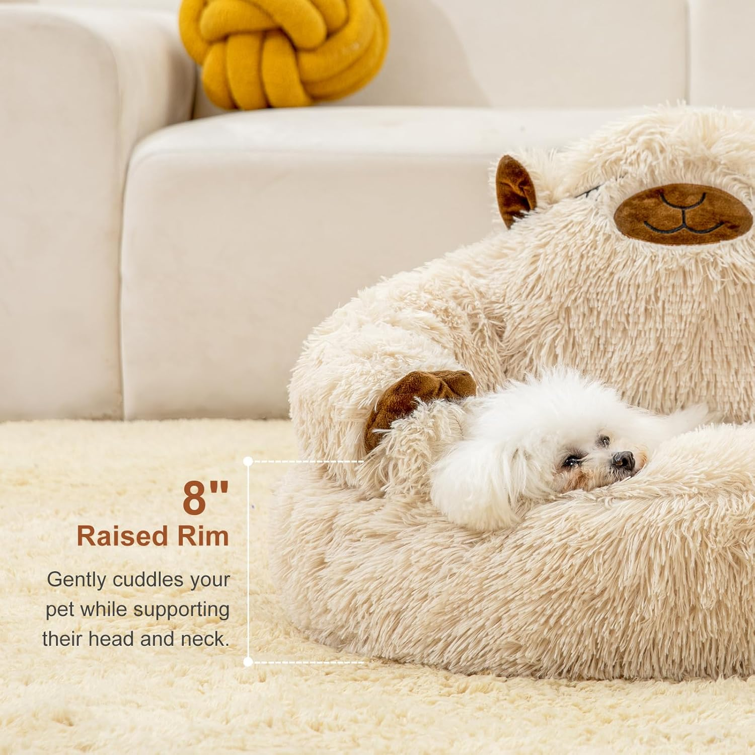 Jiupety Calming Dog and Cat Bed Cute, Cozy Donut Dog Beds, Cute Small Dog Bed, anti Anxiety round Dog Bed M(24"X24"X14") Size for Pets up to 17 Lb, Camel. image number 1