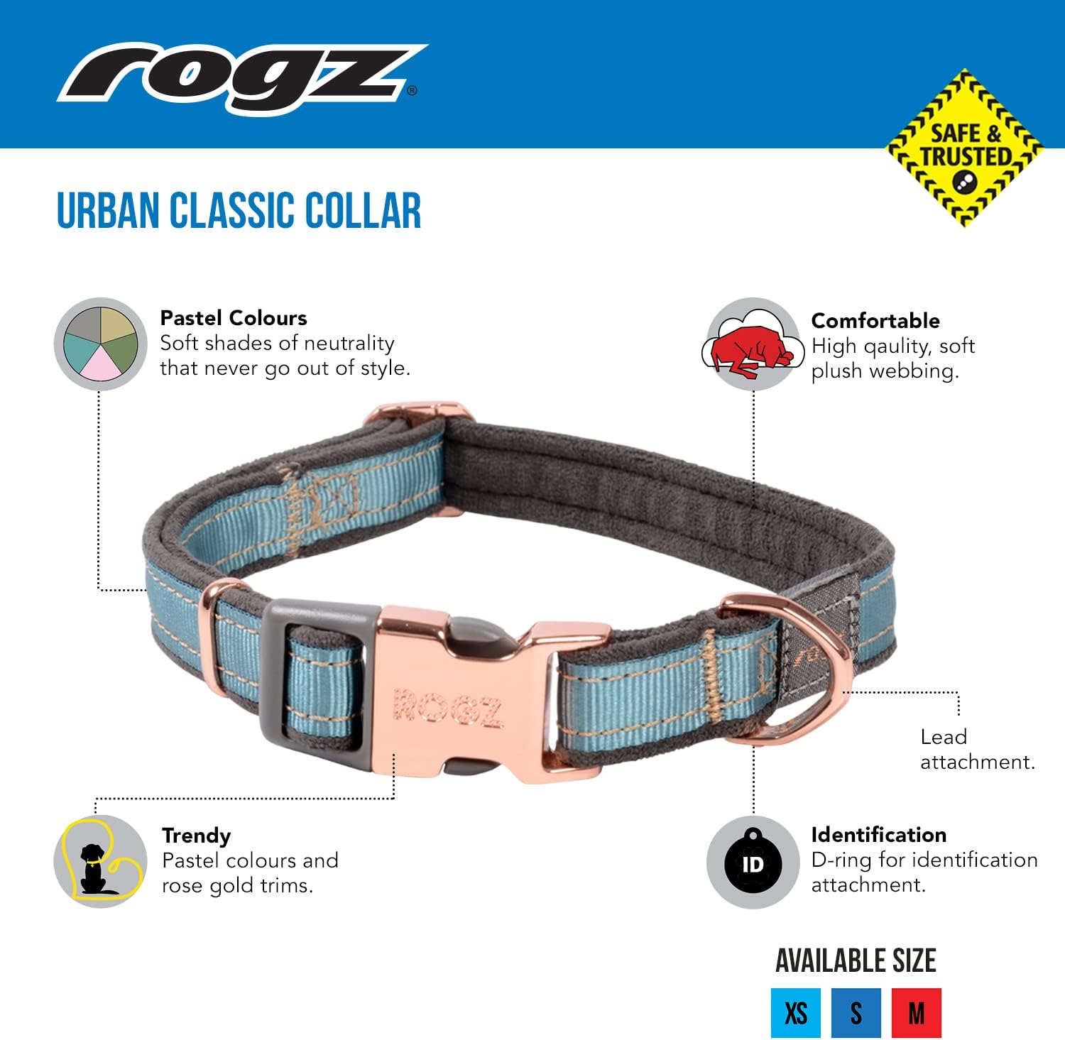 Rogz Classic Urban Dog Collar Turquoise Medium image number 2