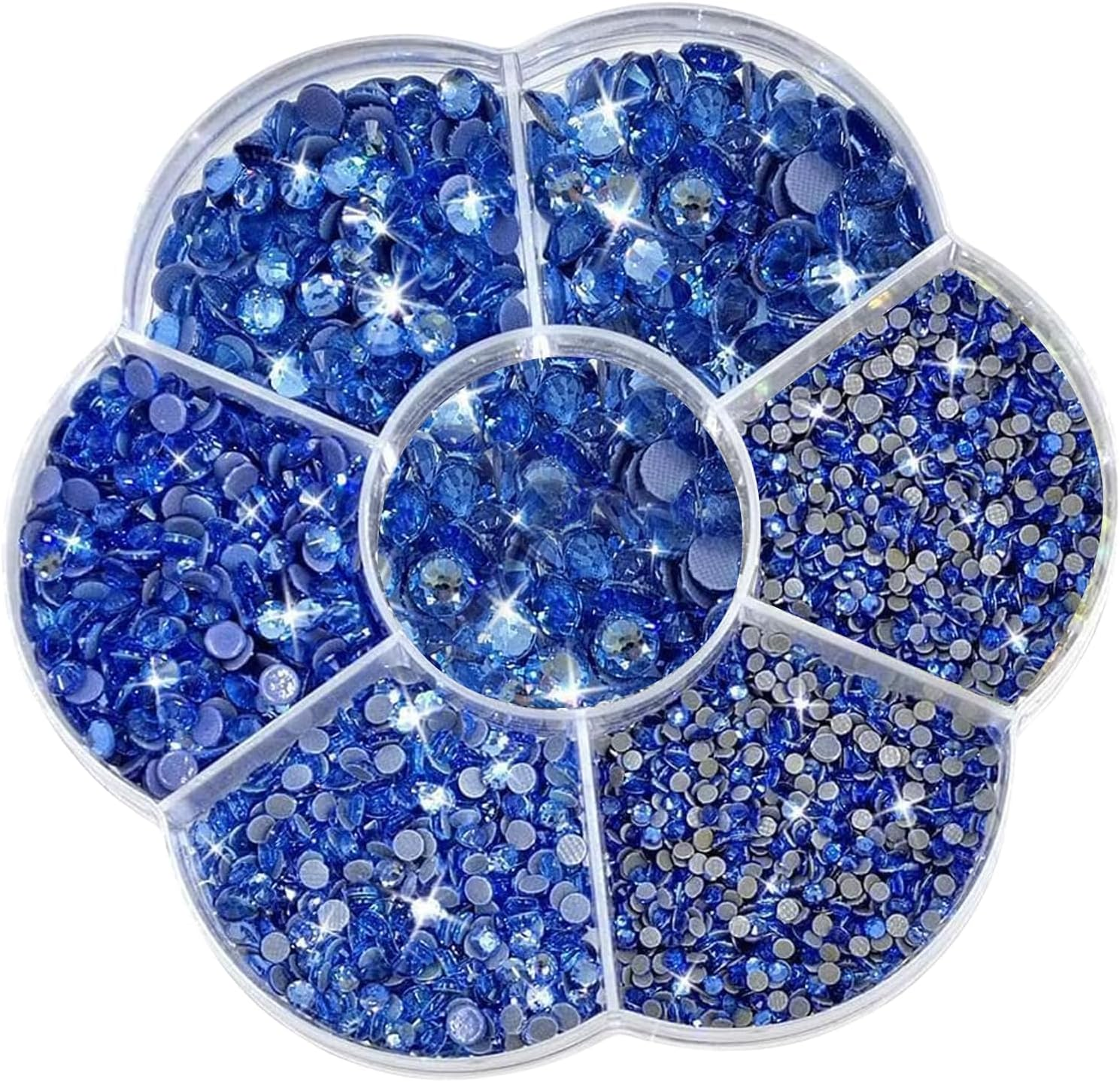 JAONLD Hotfix Rhinestone Flatback 7 Sizes round Glass Facial Gems 1.5Mm-4.8Mm Nail Crystal Rhinestone Bedazzling Tool for Clothes DIY Decoration Manicure Art Crafts (Mixed)