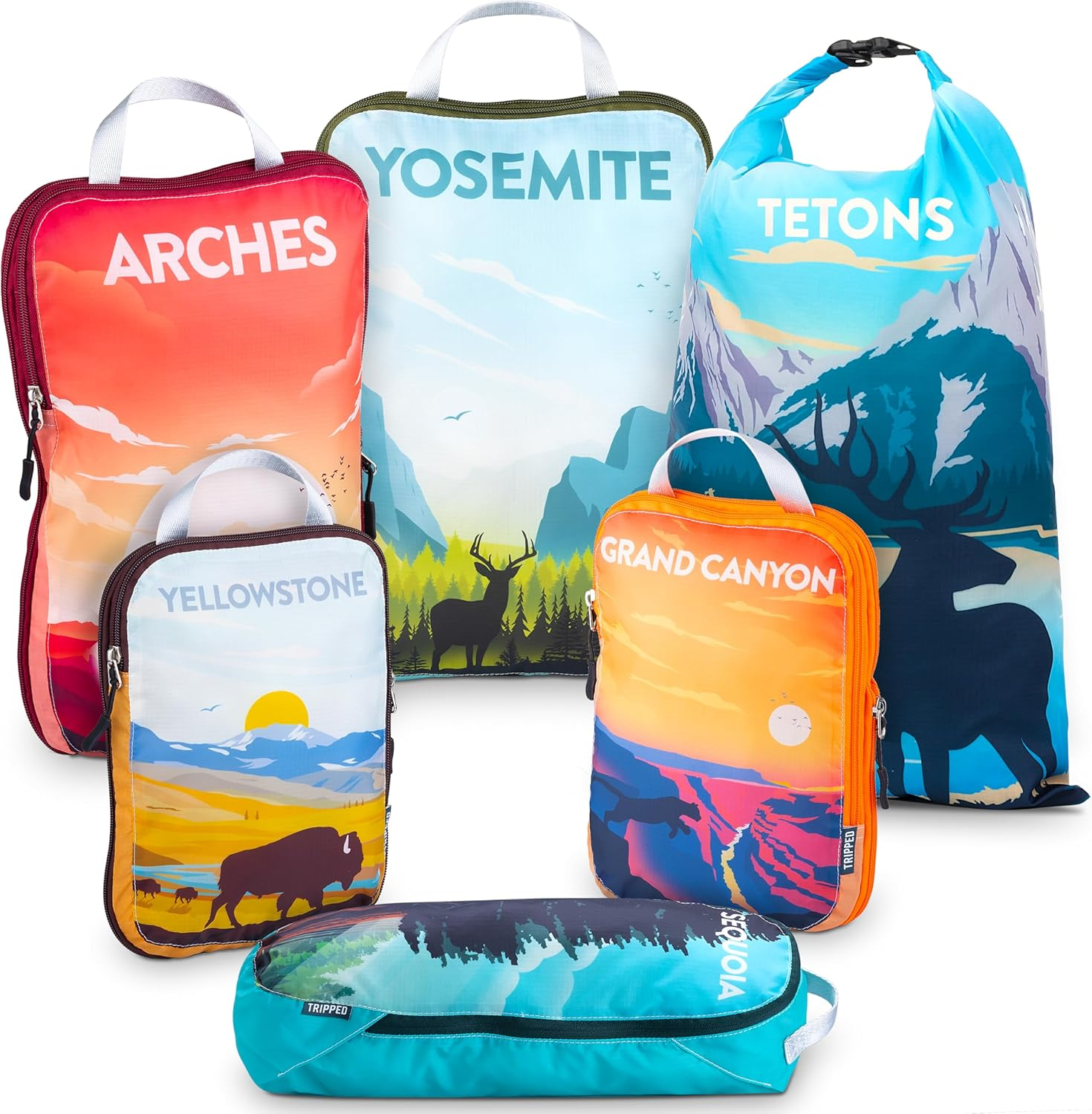 Compression Packing Cubes for Travel- Packing Cubes and Travel Organizers, National Park, 6Piece, Compression Packing Cubes image number 2