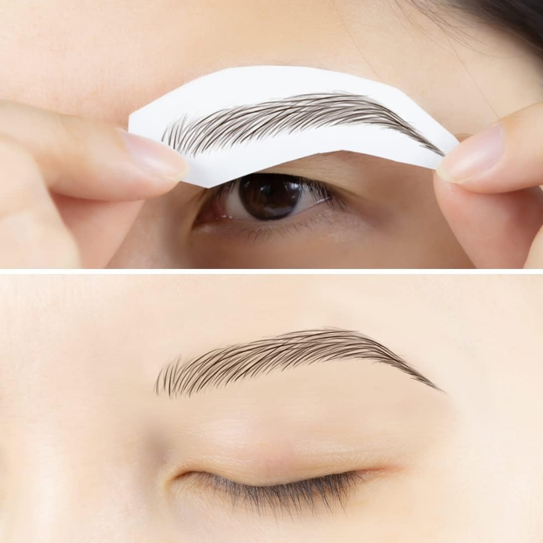 Bliss and beyond USA | Waterproof Eyebrow Tattoo Stickers. a Real Hair Stroke Look. Hair Replacement without Surgery. Solution for Hair Loss. Bushy Tinted Eyebrow Tattoos. (New Las Vegas, Dark Brown) image number 4