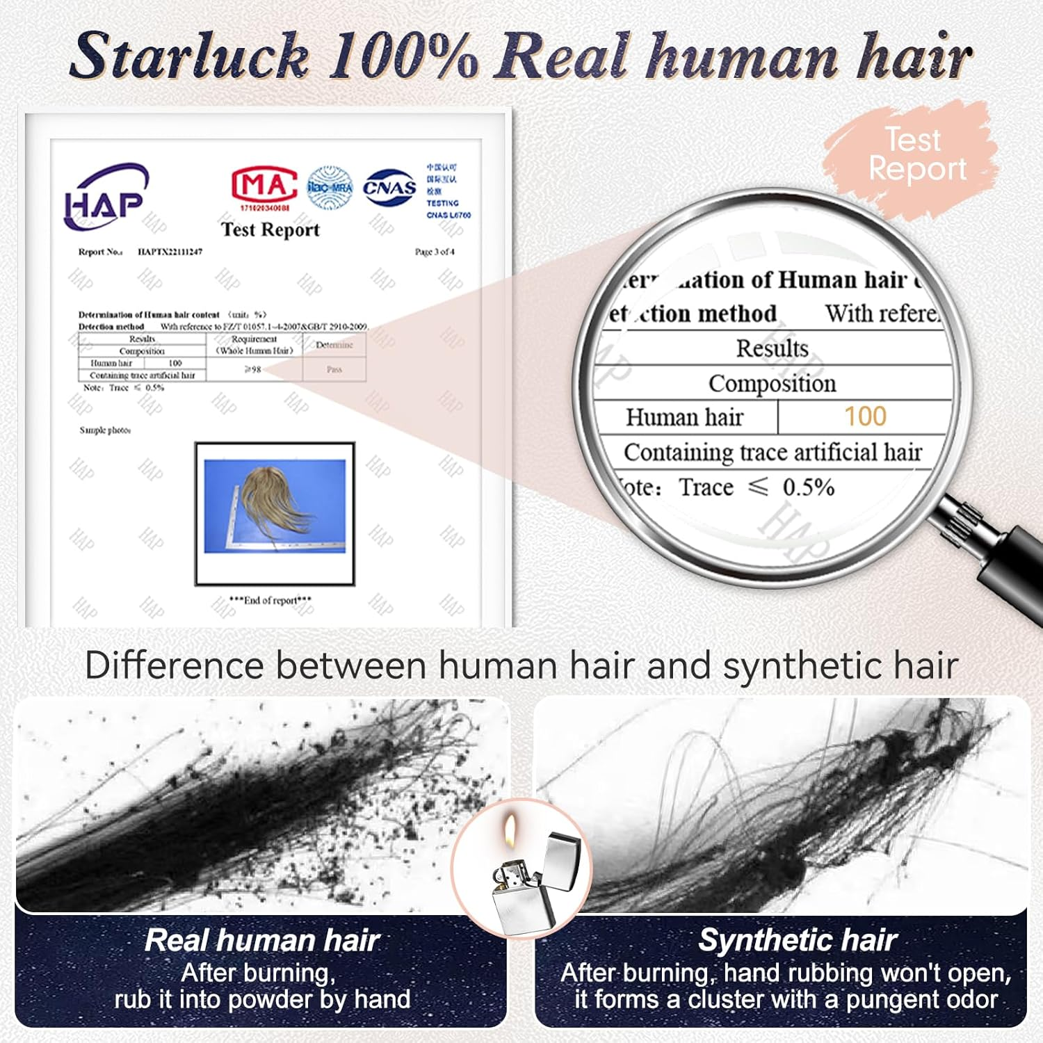 Starluck Real Human Hair Toppers for Women 10Inch-Suitable for Thinning Hair No Bangs 3 * 4.5Inches Swiss Base Hand-Tied & 3 Secure Clips(4T10/16#) - Ash Blonde image number 2
