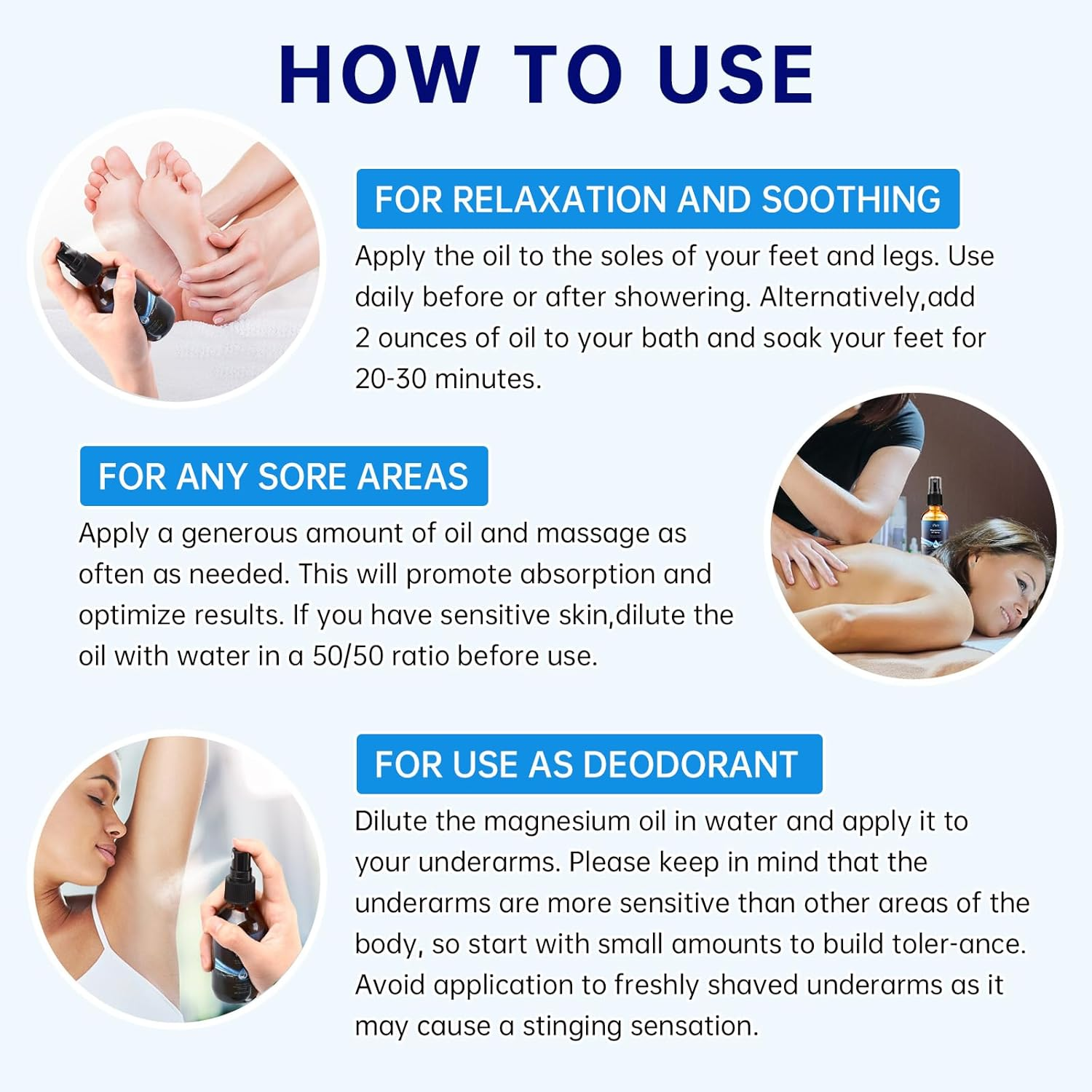 Pure Magnesium Oil Spray - Topical Magnesium Spray for Feet and Body - Natural Magesium Oil Nourishes the Skin - Gentle on Skin, Easy to Absorb and Use - Non-Greasy for Daily Routine image number 5