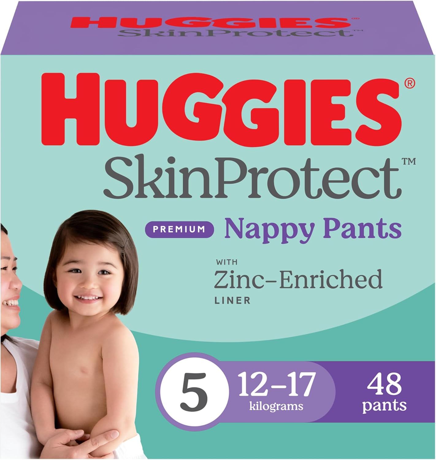 Huggies Skin Protect Nappies Pants, Size 5/12-17 Kg (Pack of 48)