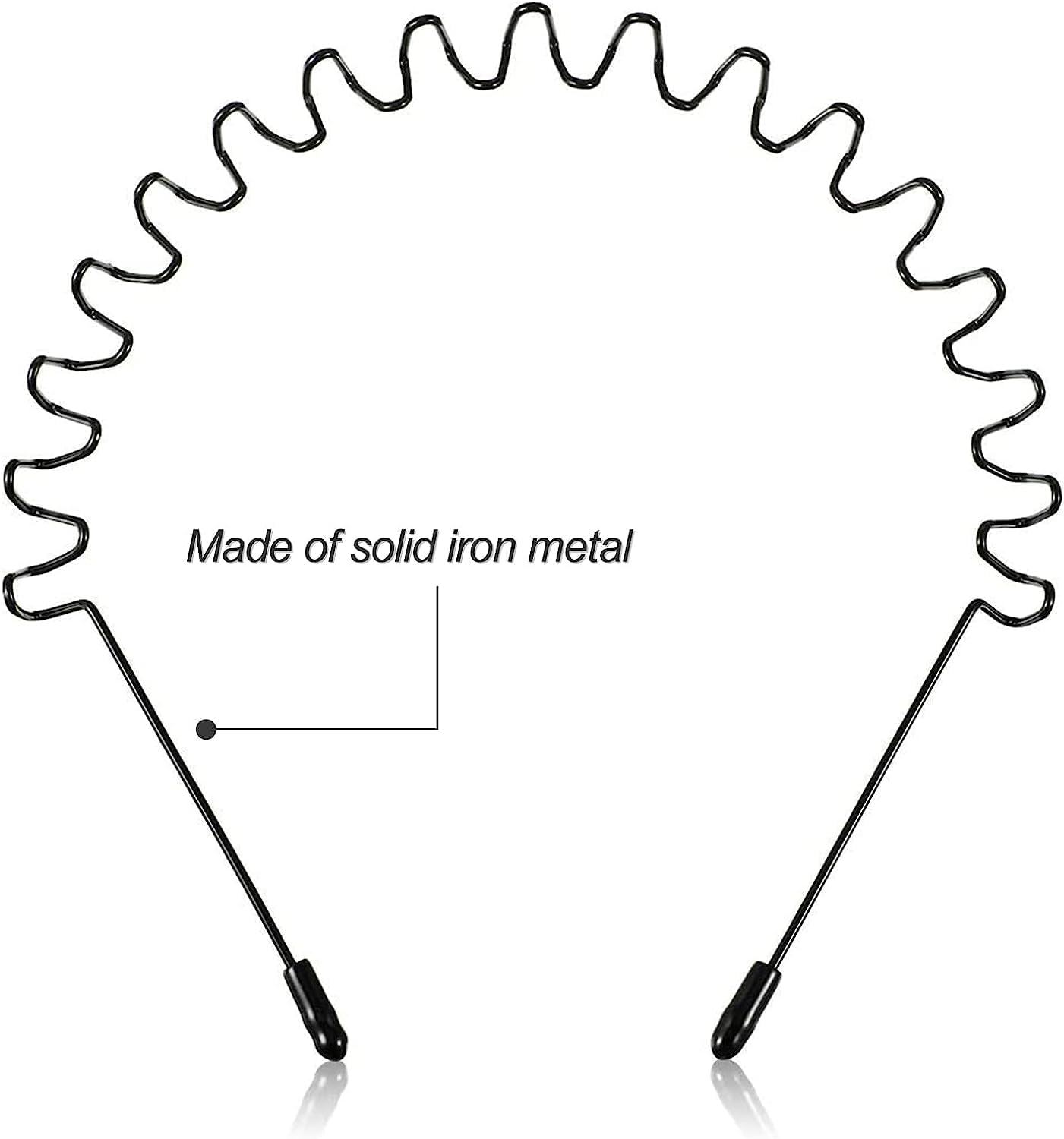 2Pcs Black Wave Elastic Headband,Non-Slip Metal Hair Hoop, Metal Headband Black Hair Hoop,Metal Headbands for Women and Men image number 6