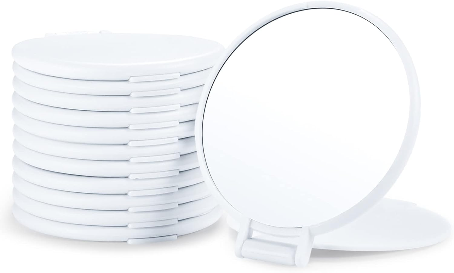 Qislee Compact Mirror Bulk, round Makeup Mirror for Purse, Set of 12 (White)