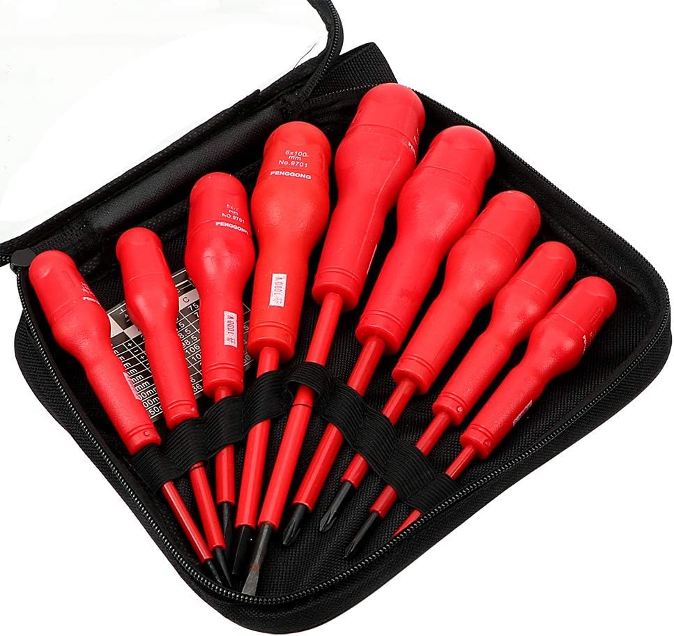 Meichoon 9 Piece Slotted and Phillips Insulated Screwdriver Set with Magnetic Tips 1000 Volt for Repair Home Improvement Craft,Df08 image number 3