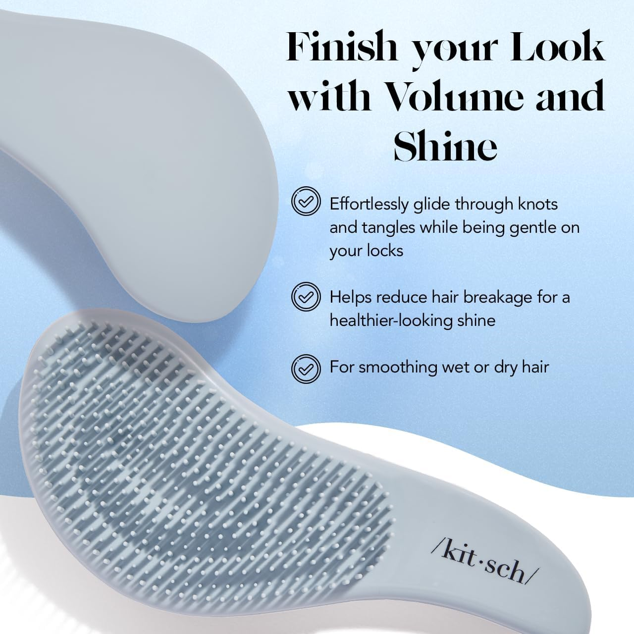 Kitsch Detangler Brush &ndash; Gentle Curly Hair Brush with Flexible Bristles for All Hair Types - Wet or Dry | Detangling Hair Brushes for Women & Men, Adults & Kids - Haze Blue image number 1