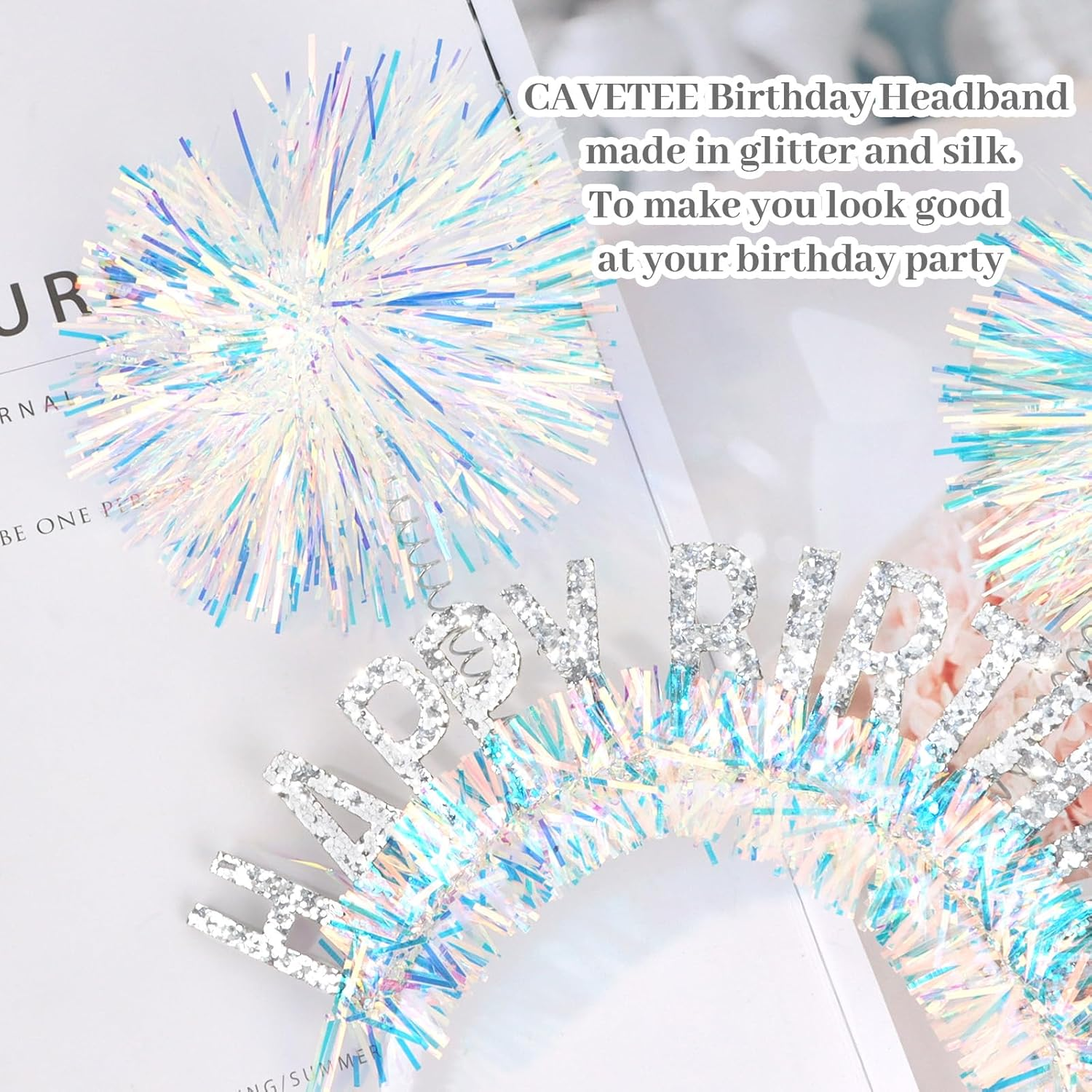 CAVETEE Birthday Crown, Happy Birthday Headband for Women Happy Birthday Decorations for Women Birthday Gifts - Silver image number 5