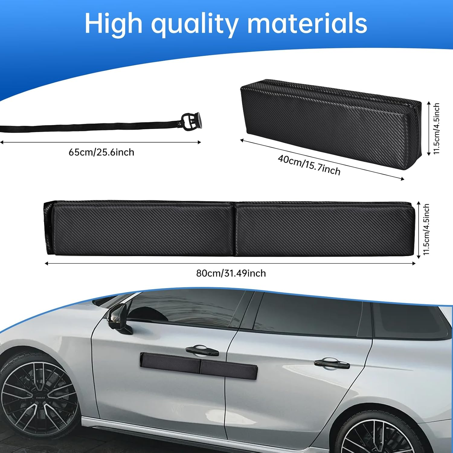 Magnetic Car Door Dent Protector for Non-Aluminum Door Frame Removable Soft Cushion Vinyl Carbon Fiber Embossed Prevent Scratches and Dent Damage (Black) image number 4