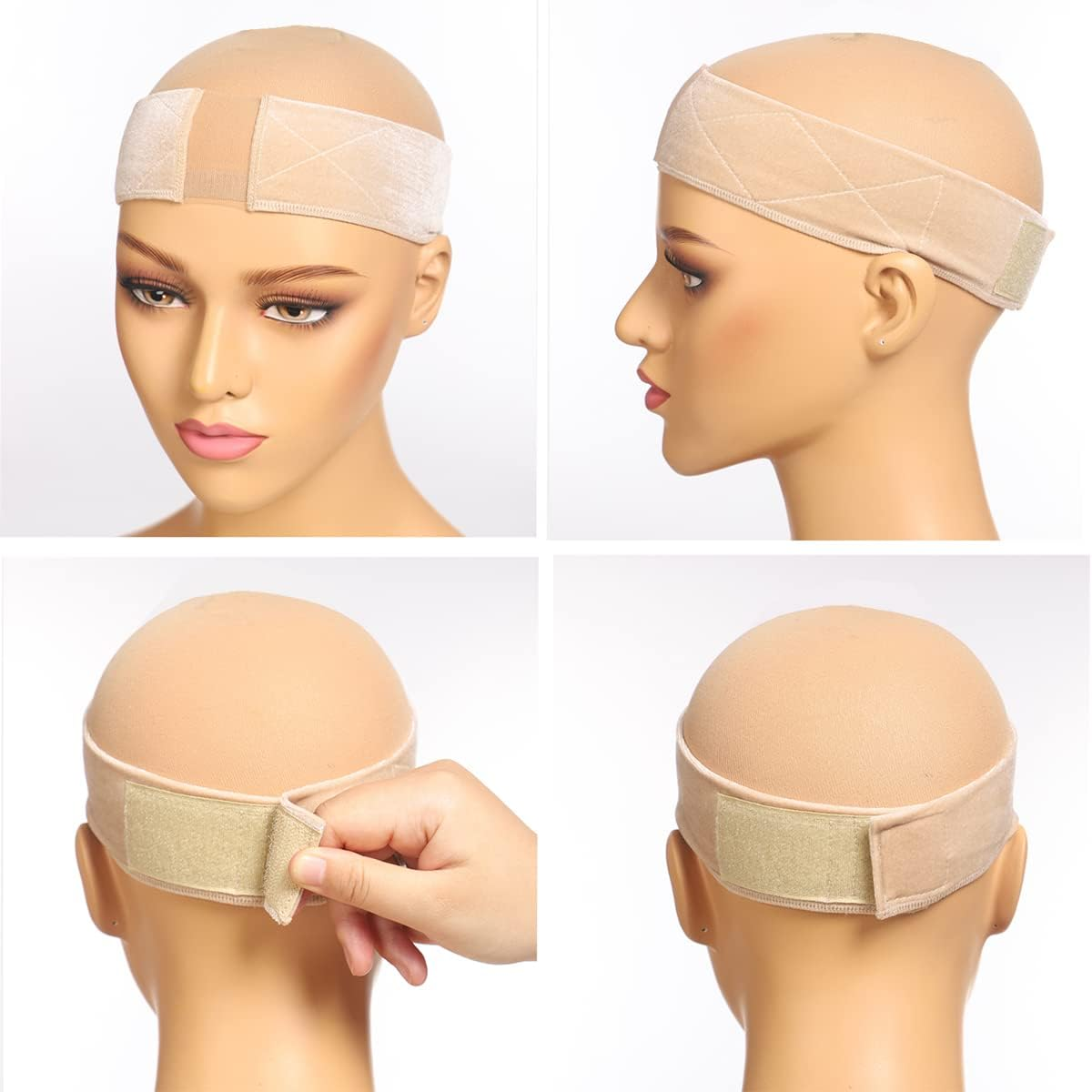 Elastic Wig Grip Headband, Non-Slip Wig Band, Wig Grip Band for Holding Women&rsquo;S Wig and Scarf, Thinner Velvet Wig Grip(2-Nude), 2.0 Count, Pack of 1 - 2-Black image number 5