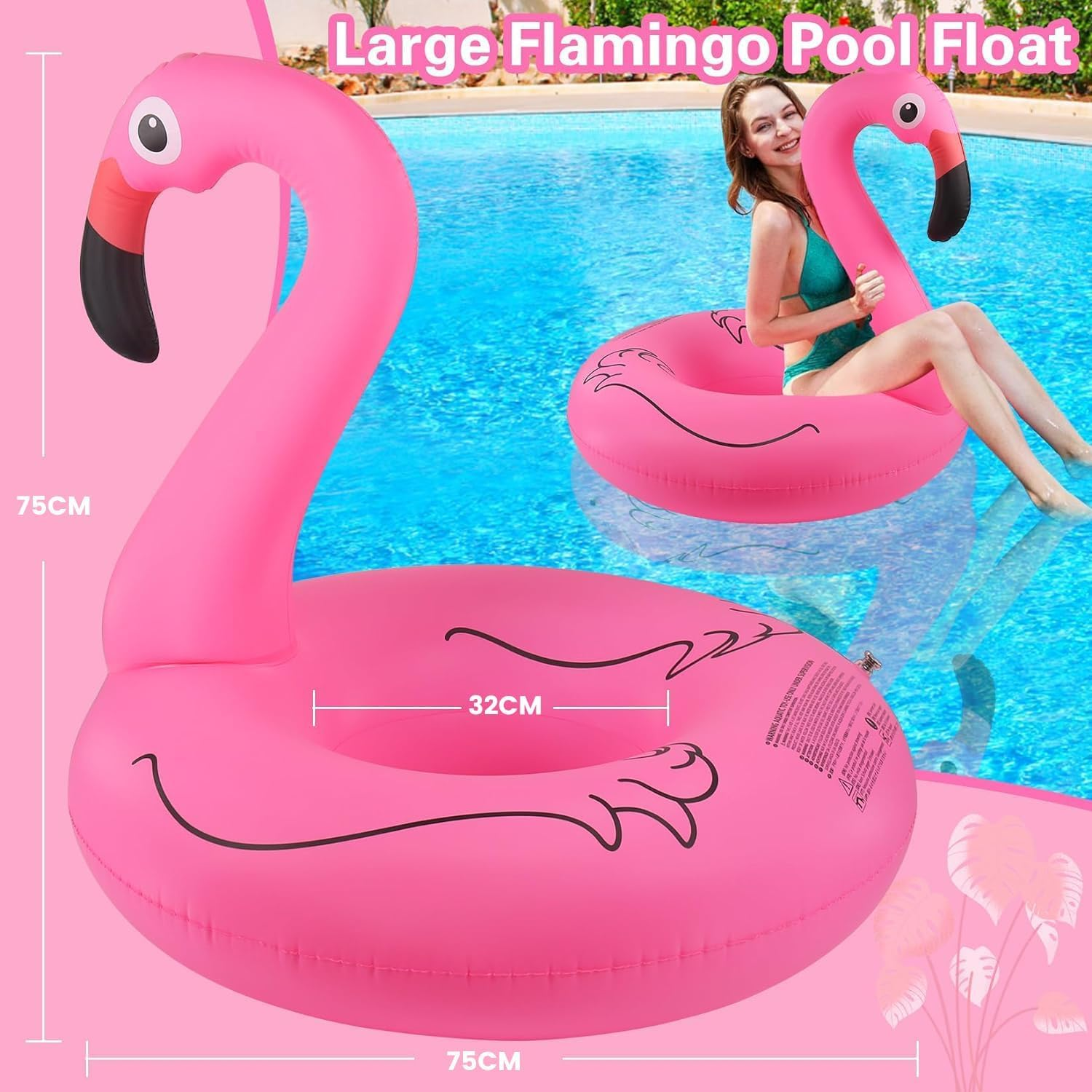 Inflatable Unicorn Flamingo Pool Floats - 2 Pack Pool Floaties Inflatables Rafts for Swimming Pool Tubes for Floating Lake Beach Floaty Swim Rings Pool Party Toys for Adults Kids image number 2