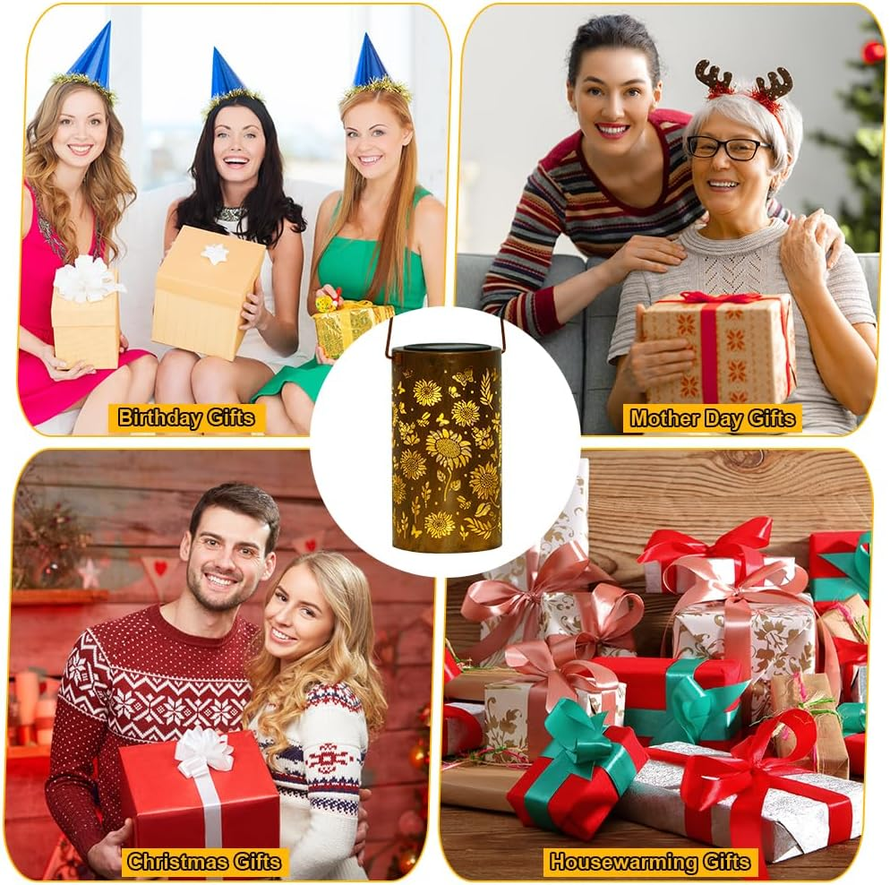 Ninonly Solar Sunflower Lanterns Outdoor, Solar Hanging Lights Waterproof Garden Decor, Solar Powered Light for Yard Patio Pathway Landscape, Gifts for Mom, Grandma, Women, Mother'S Day Christmas image number 2