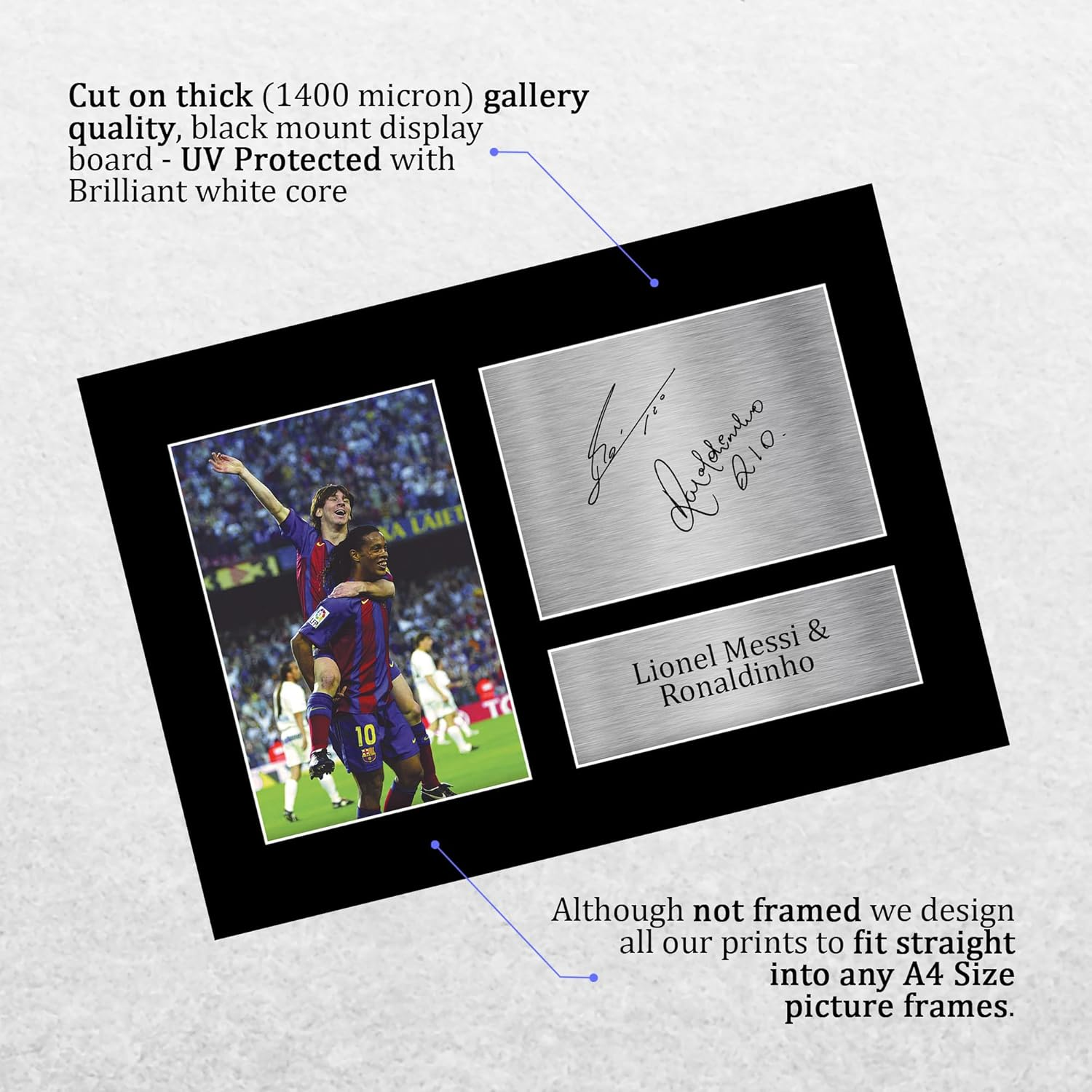 HWC Trading A4 Lionel Messi & Ronaldinho Barcelona Gifts Printed Signed Autograph Picture for Football Fans and Supporters - A4 image number 5