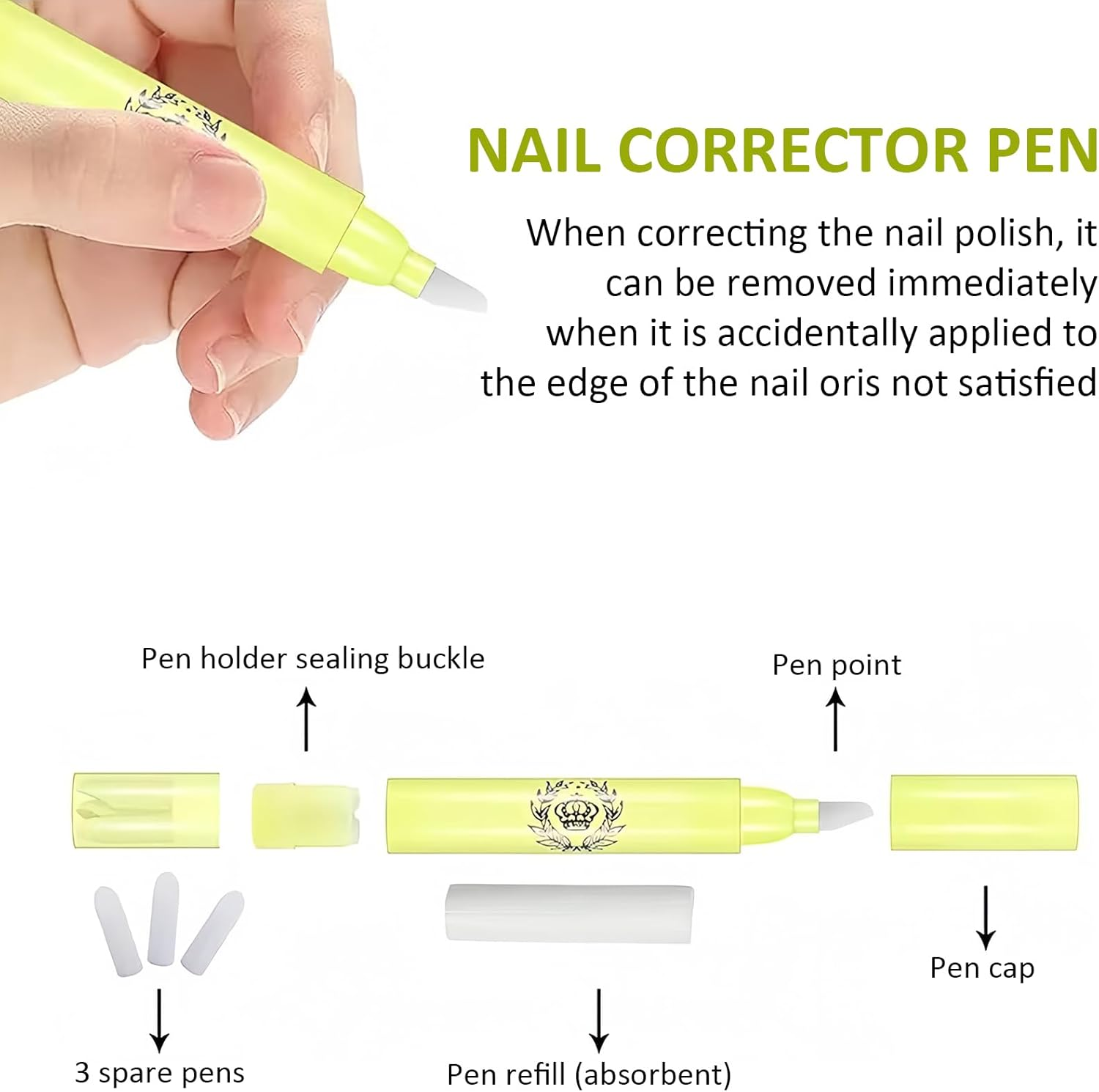 Nail Polish Corrector Pens, Manicure Remover Pen with 12 Replacement Tips, Refillable Nail Art Edge Cleaning Pen, Nail Art Remover Pen, Nail Varnish Remover Pens, Manicure Correction Pens (4 Pcs) image number 6