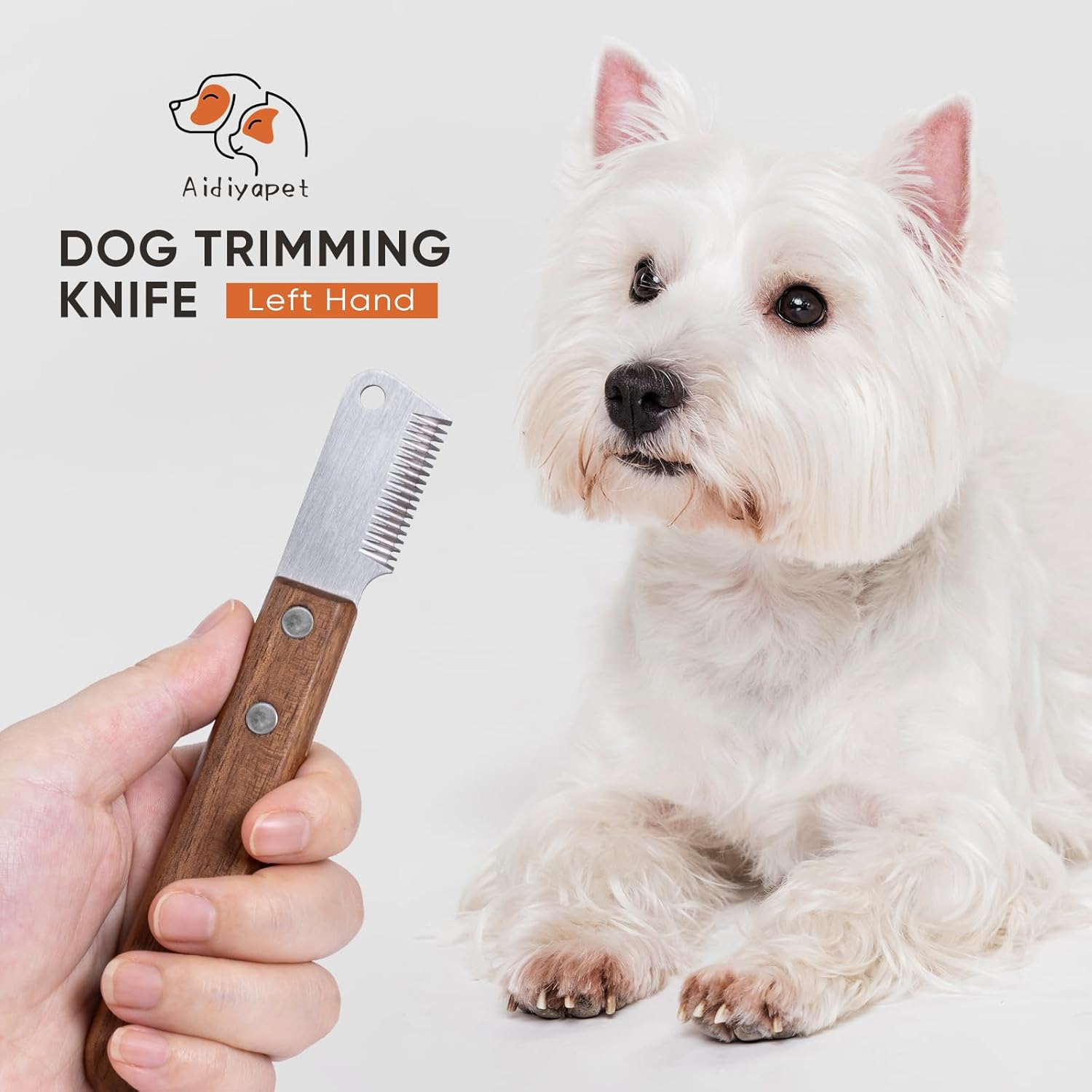 Dog Trimming Knife Stripping Knife Ergonomic Undercoat Top Hair Trim Knife Made of Hardened and Ground Stainless Steel with Ergonomically Shaped (Brown)