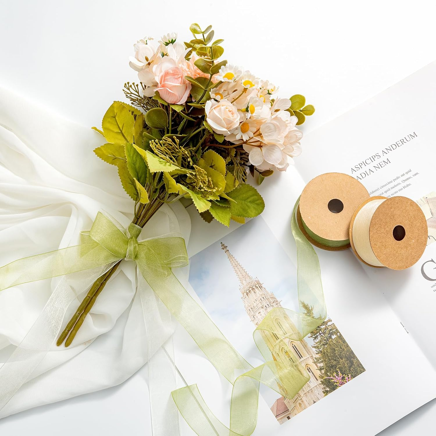 Organza Ribbon - Royal Blue & Navy Blue, 1 Inch X 10 Yd, Silk, Wedding Invitation image number 5