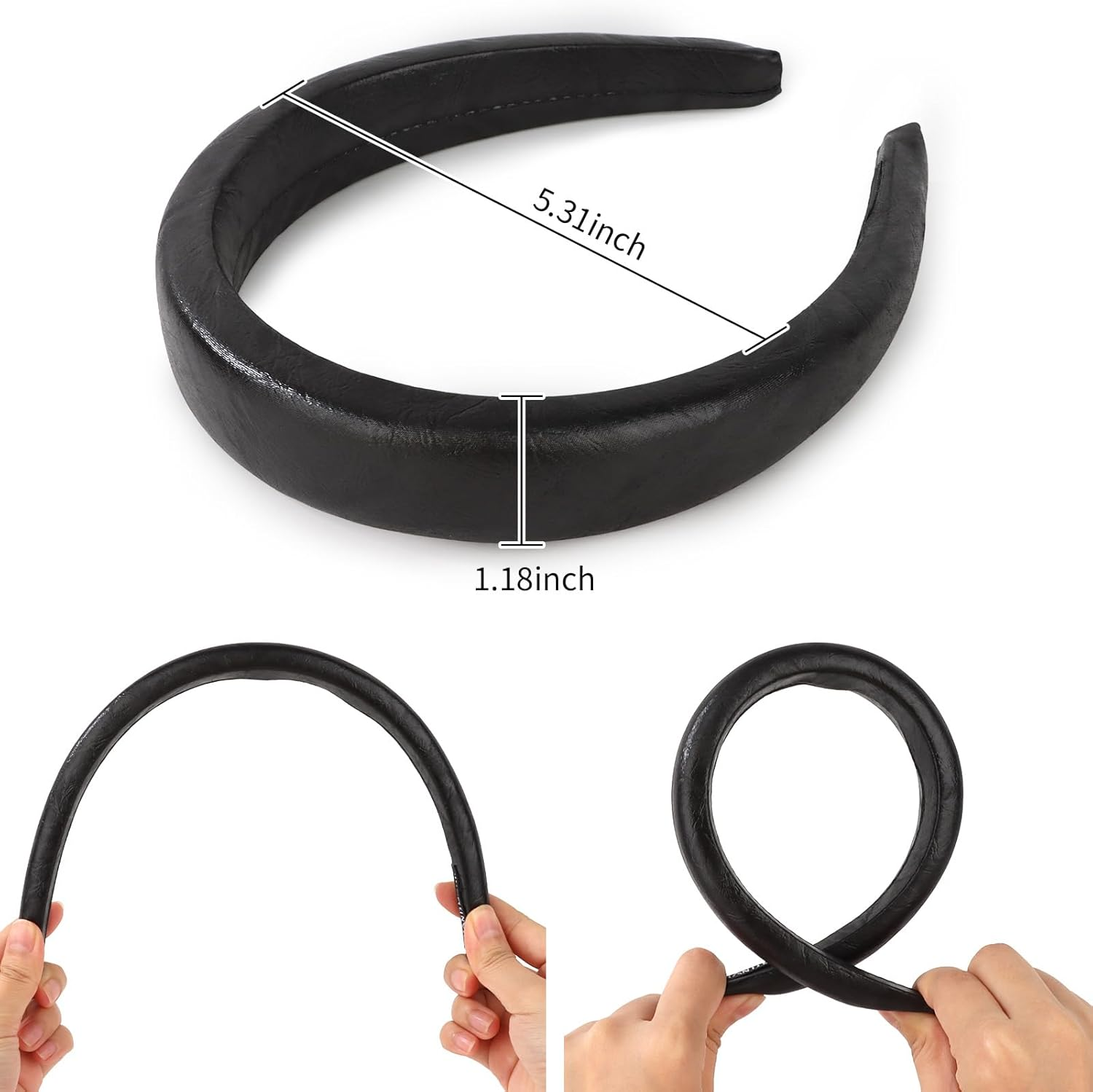 Pruadeor Pack of 2 Leather Headbands, Women'S Fashionable Hair Band for Women, Hair Accessories image number 6