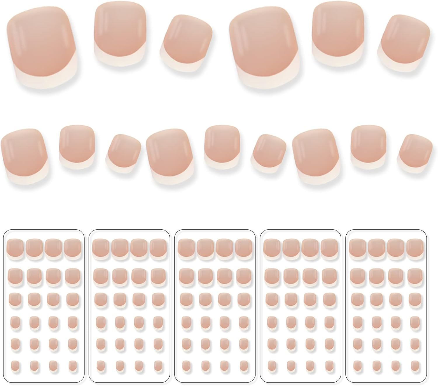 120Pcs Child Fake Nails Nude French Natural White Tips Short round Press on Nails Kid Cute Christmas Party Show 5 * 24Pcs