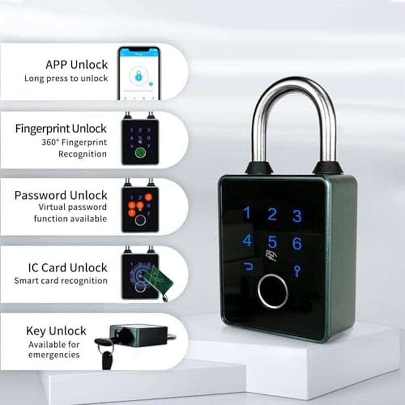 Fingerprint Padlock - Aluminium Alloy Smart Keyless Fingerprint Lock with 5 Unlocking Methods, Safety Locker Biometric Lock for Gym School Office (For Tuya APP) image number 5