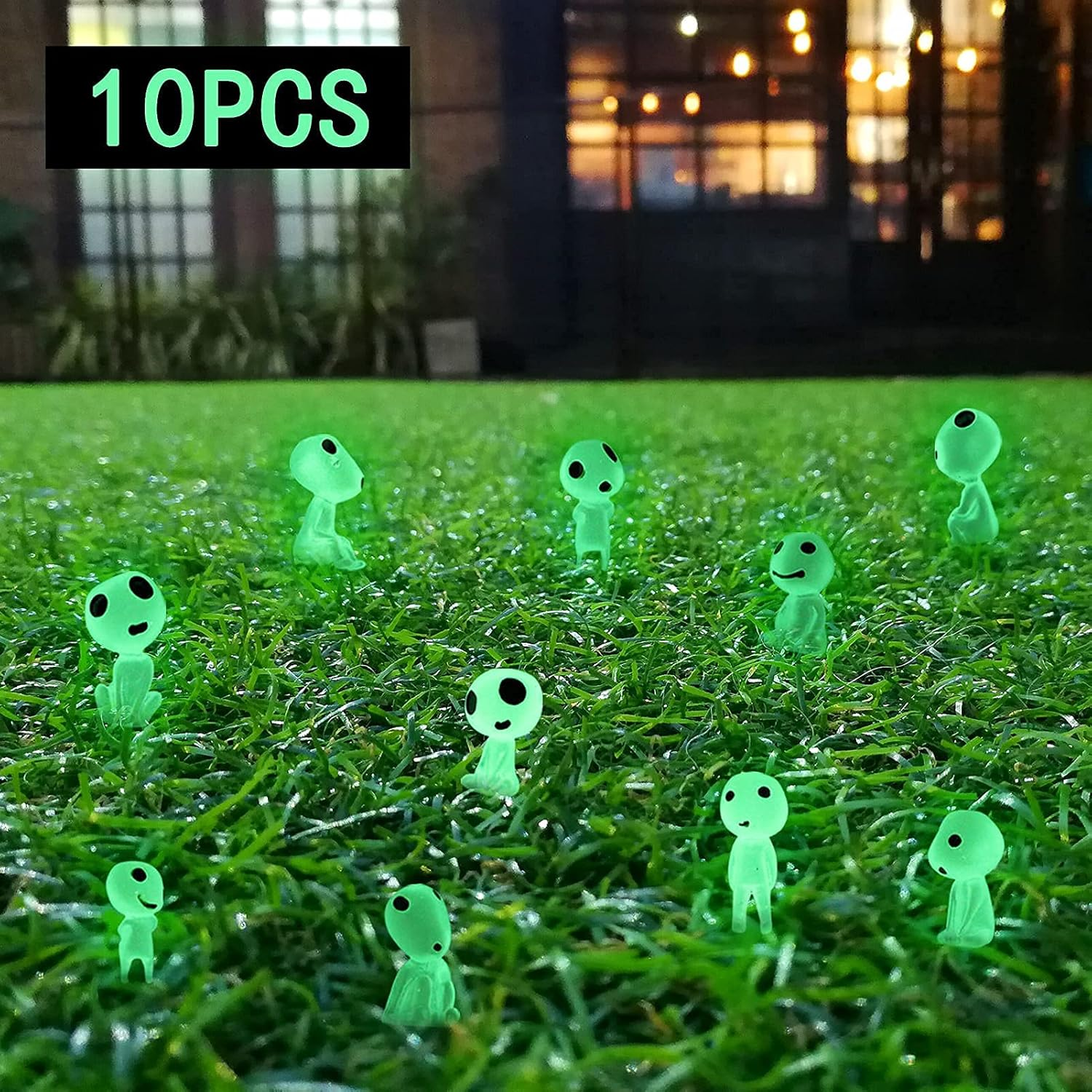 DARUNAXY 10PCS Luminous Ghost Tree Elves Miniature Garden Gnome Glow in Dark Resin Fairy Garden Accessories for Micro Landscape Outdoor Patio Terrace Balcony Yard Decoration(10Pcs Green) image number 3