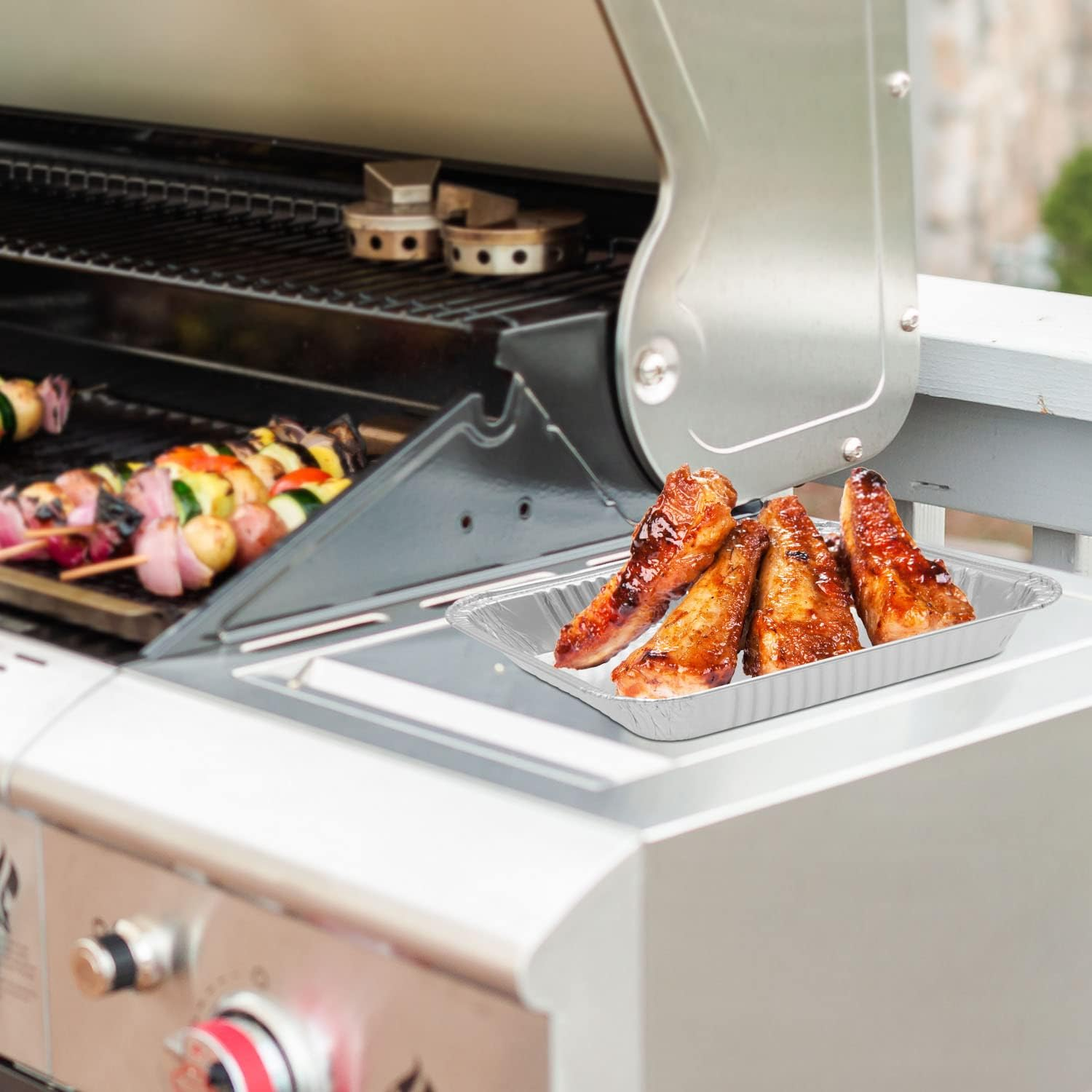 67047 Catch Pan Holder with Aluminum Drip Pans for Weber Spirit I&II 200/300 Series, Drip Tray for Genesis II LX200/300 Series Catcher Pan for Weber Replacement for Weber 67047 83156 6415 image number 6