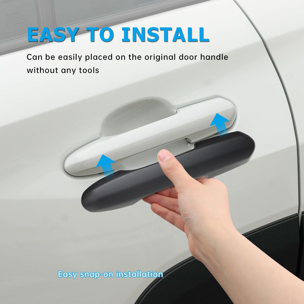 DLOVEG Upgraded Snap-On Door Handle Cover Compatible for 2019-2024 2025 Toyota Rav4 Accessories for Highlander 2020-2024 2025 No Adhesive Black Handle Protectors Matte Black image number 6